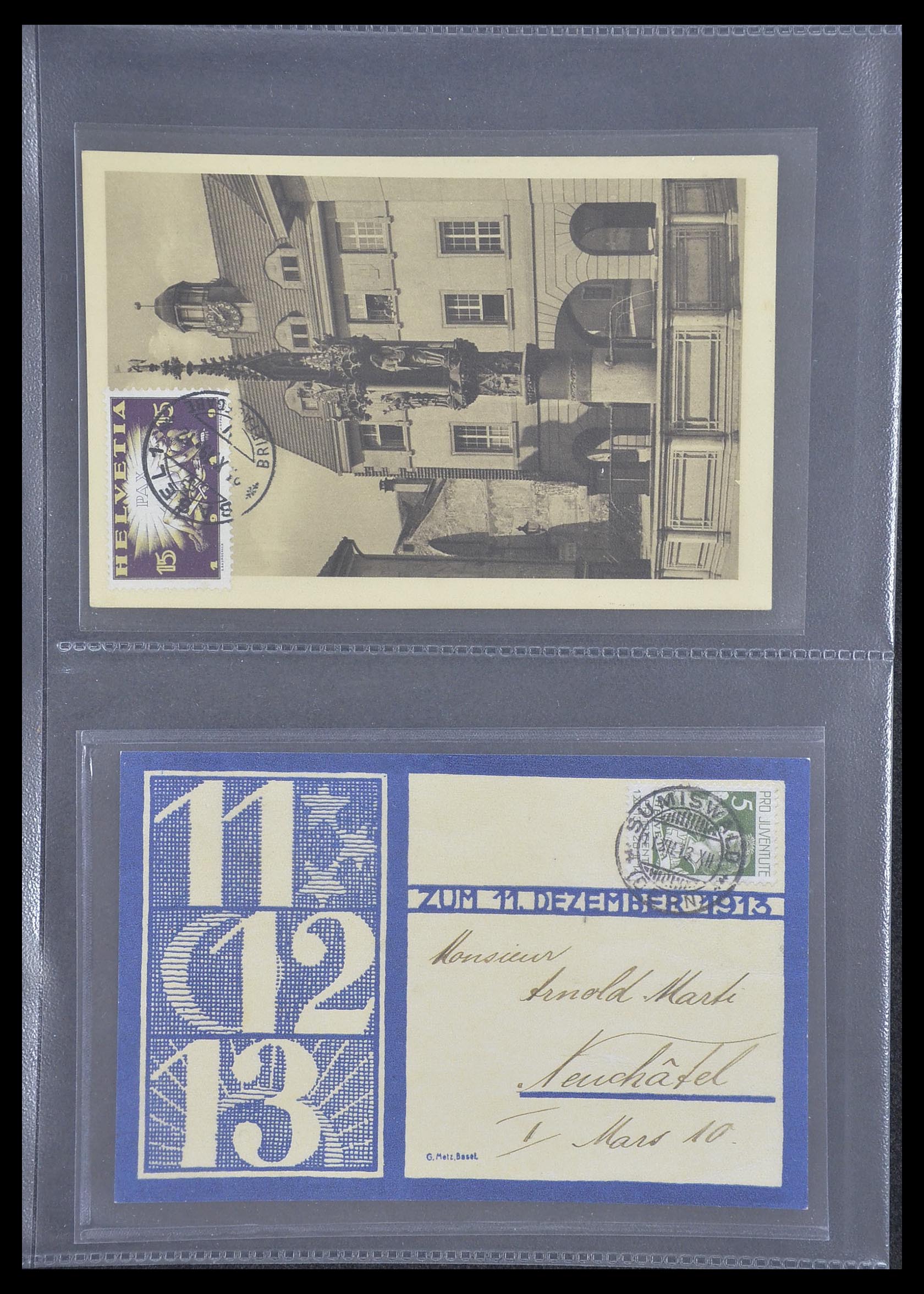 33302 021 - Postzegelverzameling 33302 Zwitserland brieven en kaarten 1899-1948.