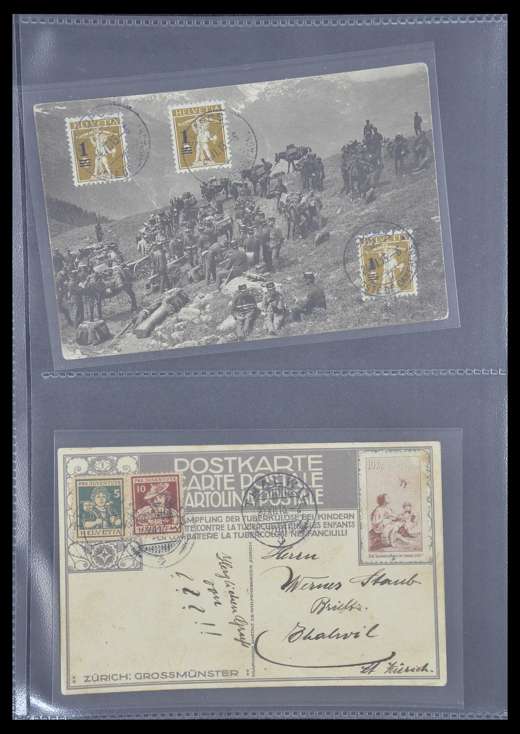 33302 025 - Postzegelverzameling 33302 Zwitserland brieven en kaarten 1899-1948.