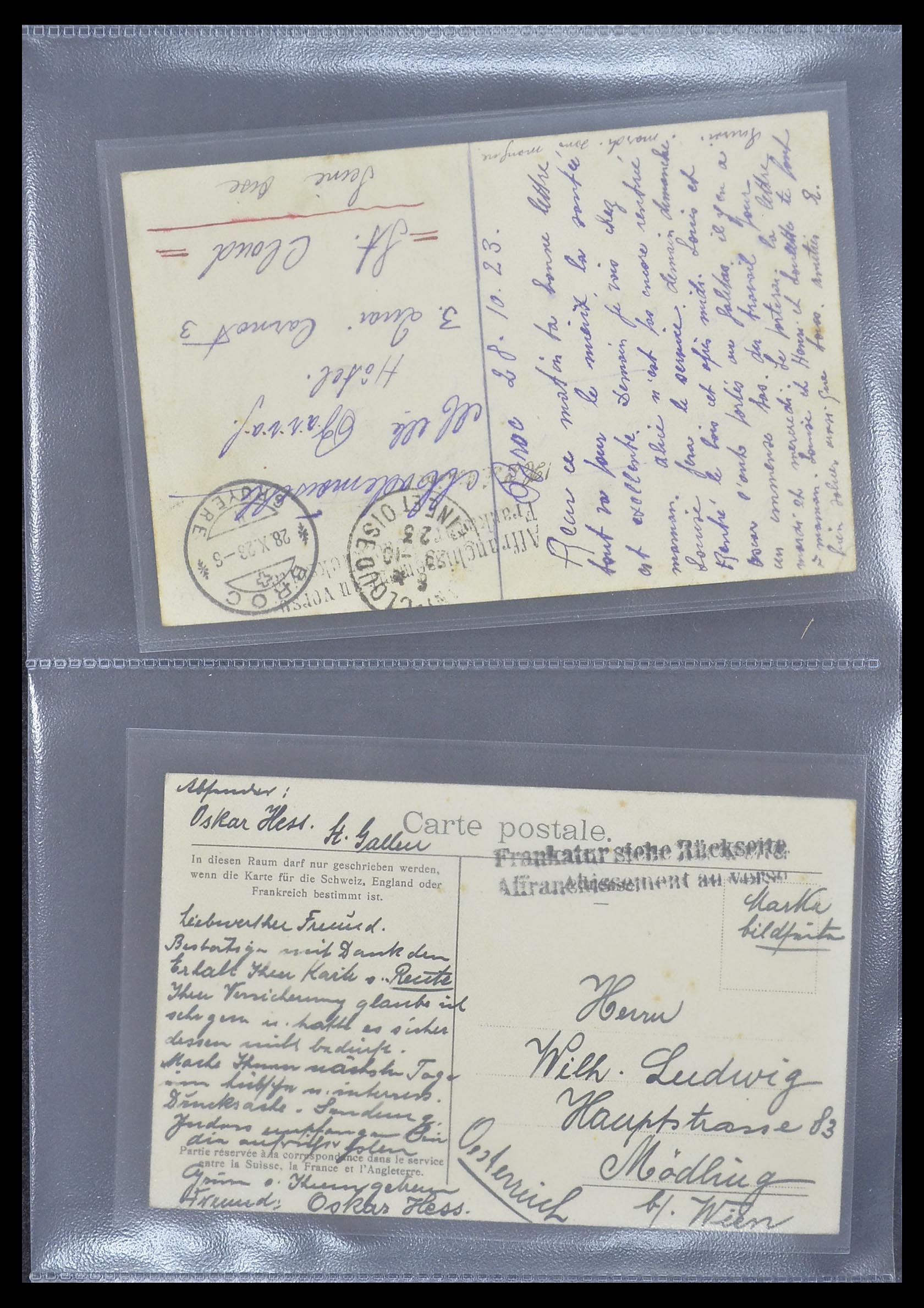 33302 040 - Postzegelverzameling 33302 Zwitserland brieven en kaarten 1899-1948.