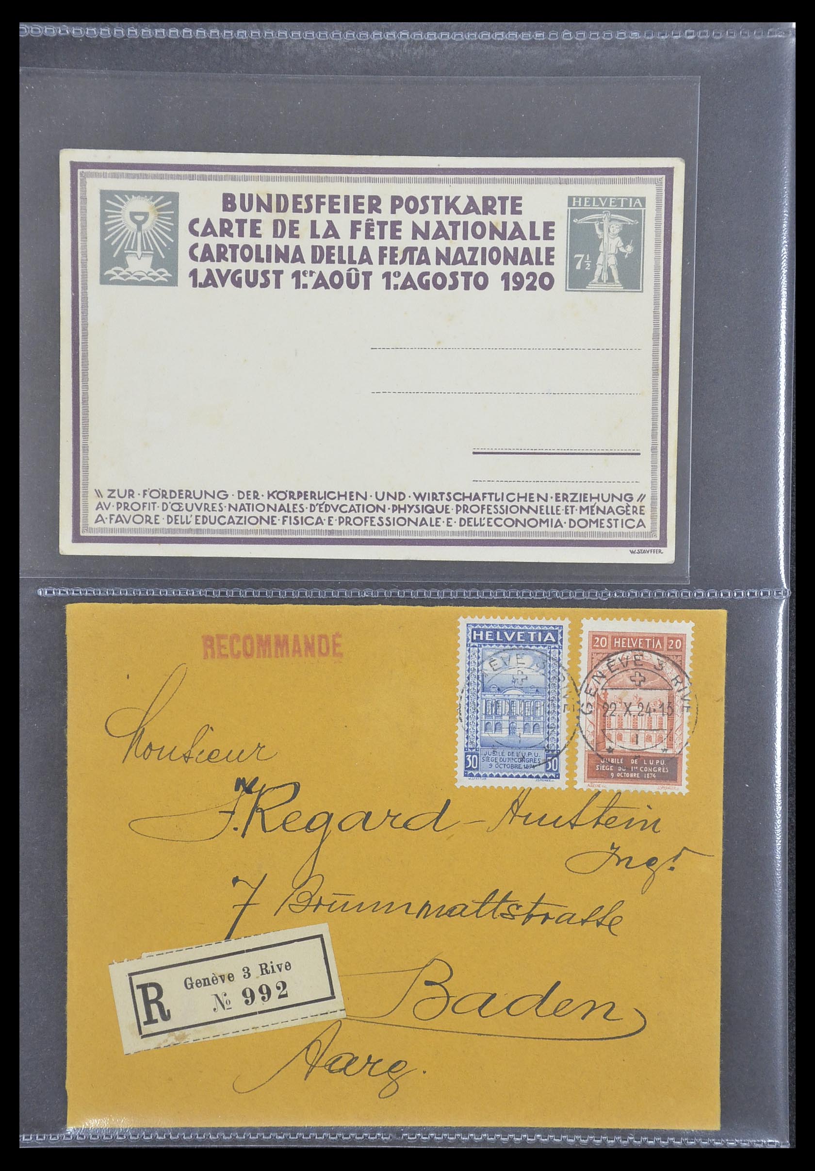 33302 053 - Postzegelverzameling 33302 Zwitserland brieven en kaarten 1899-1948.