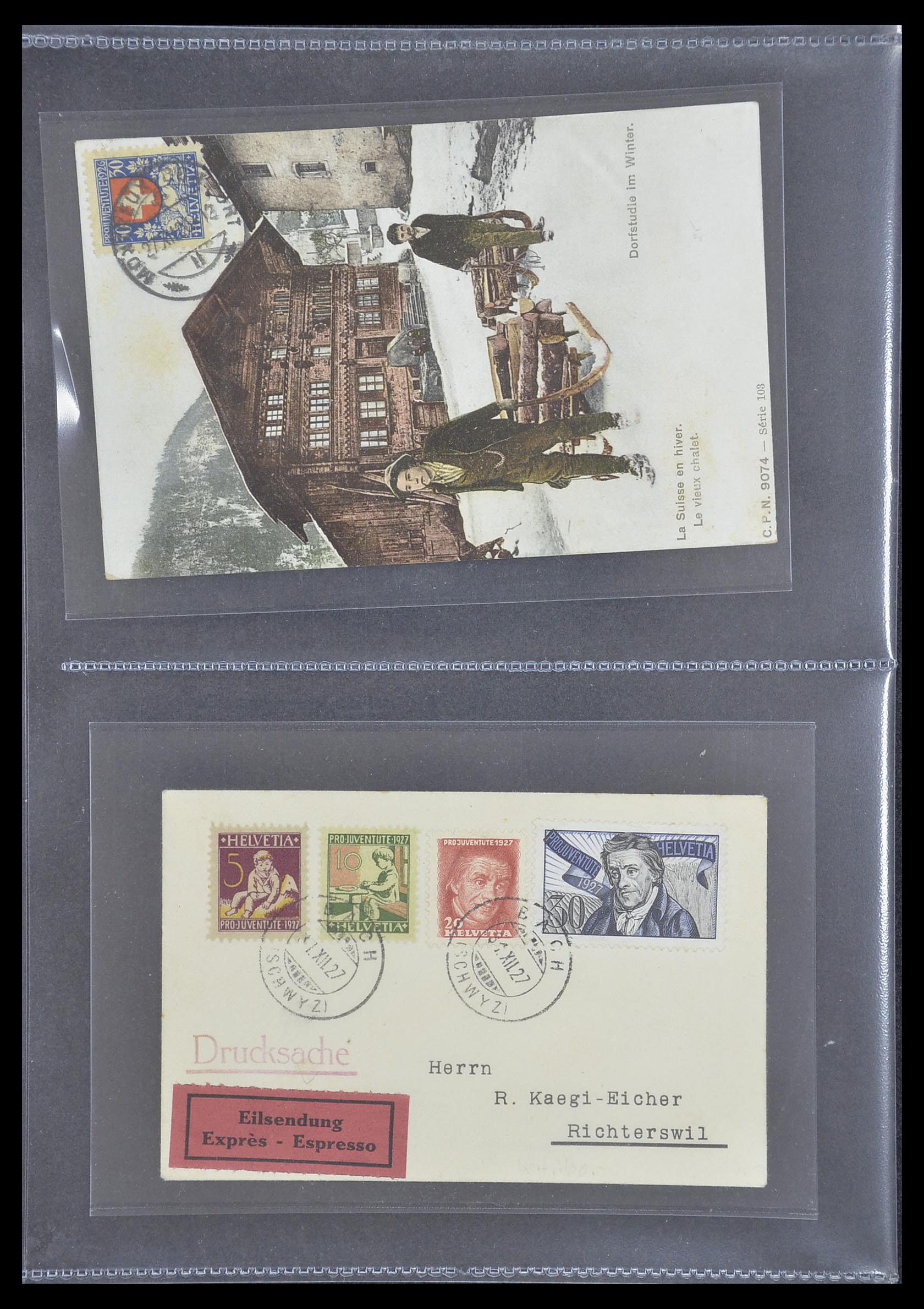 33302 061 - Postzegelverzameling 33302 Zwitserland brieven en kaarten 1899-1948.