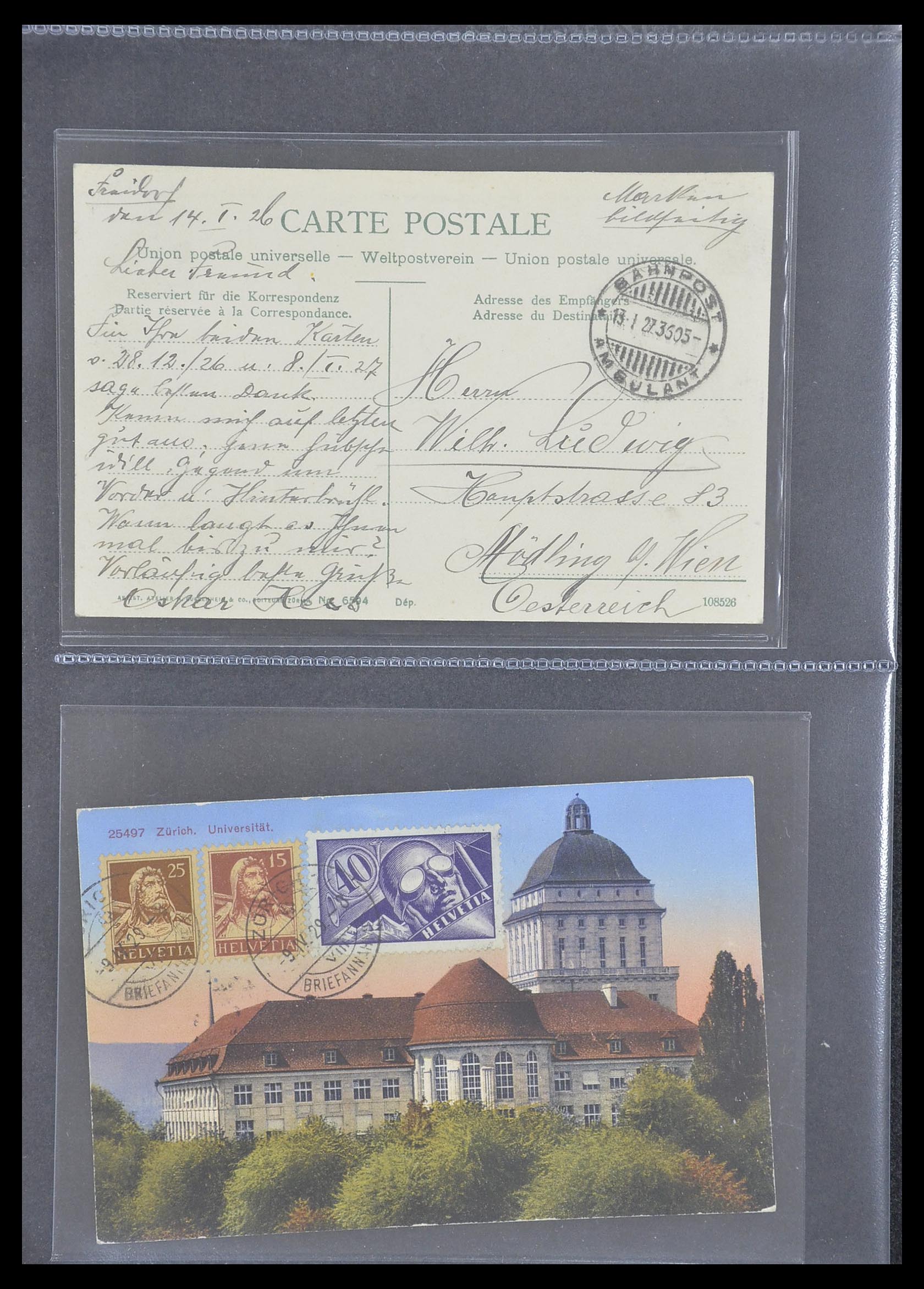 33302 063 - Postzegelverzameling 33302 Zwitserland brieven en kaarten 1899-1948.