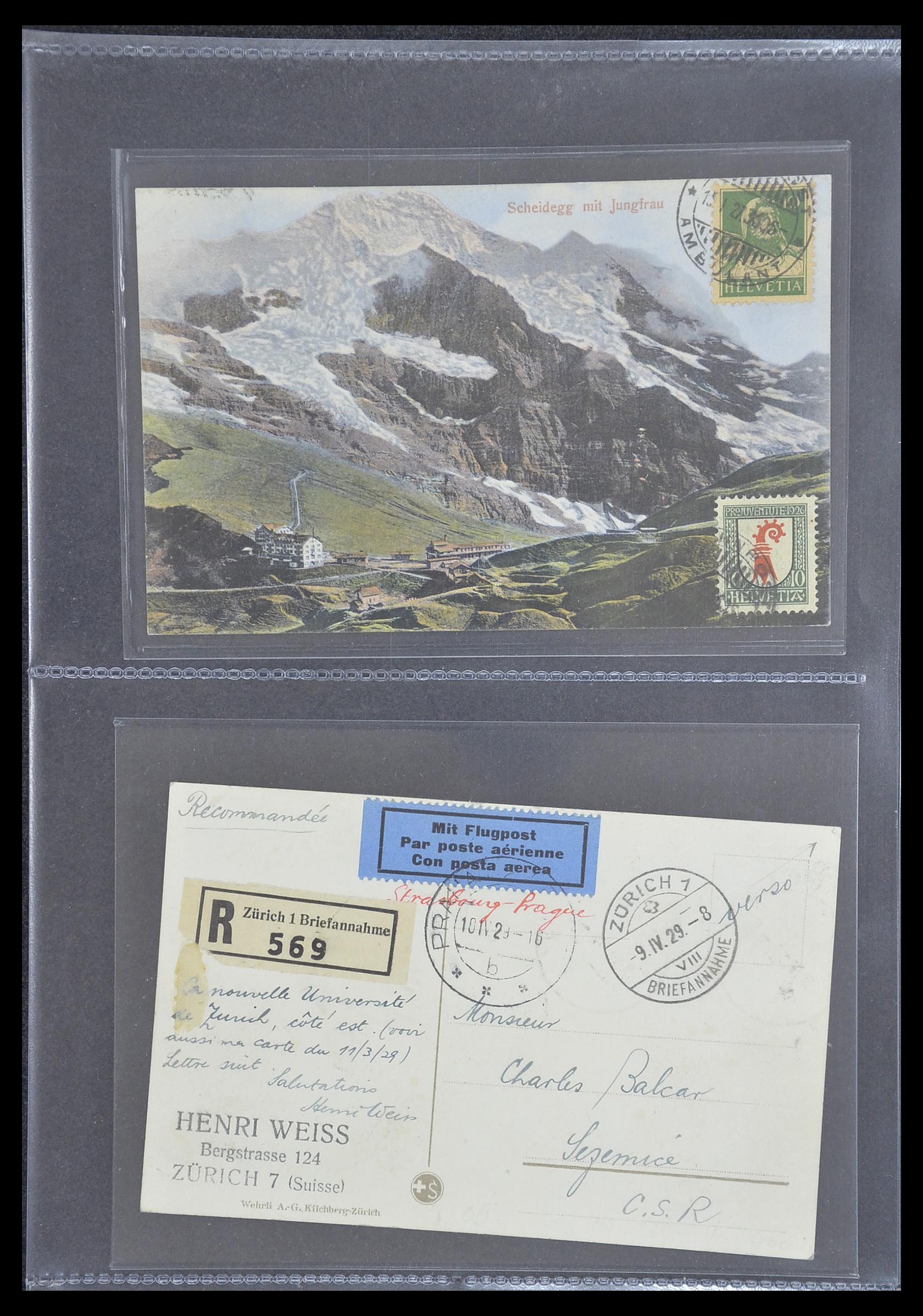 33302 064 - Postzegelverzameling 33302 Zwitserland brieven en kaarten 1899-1948.