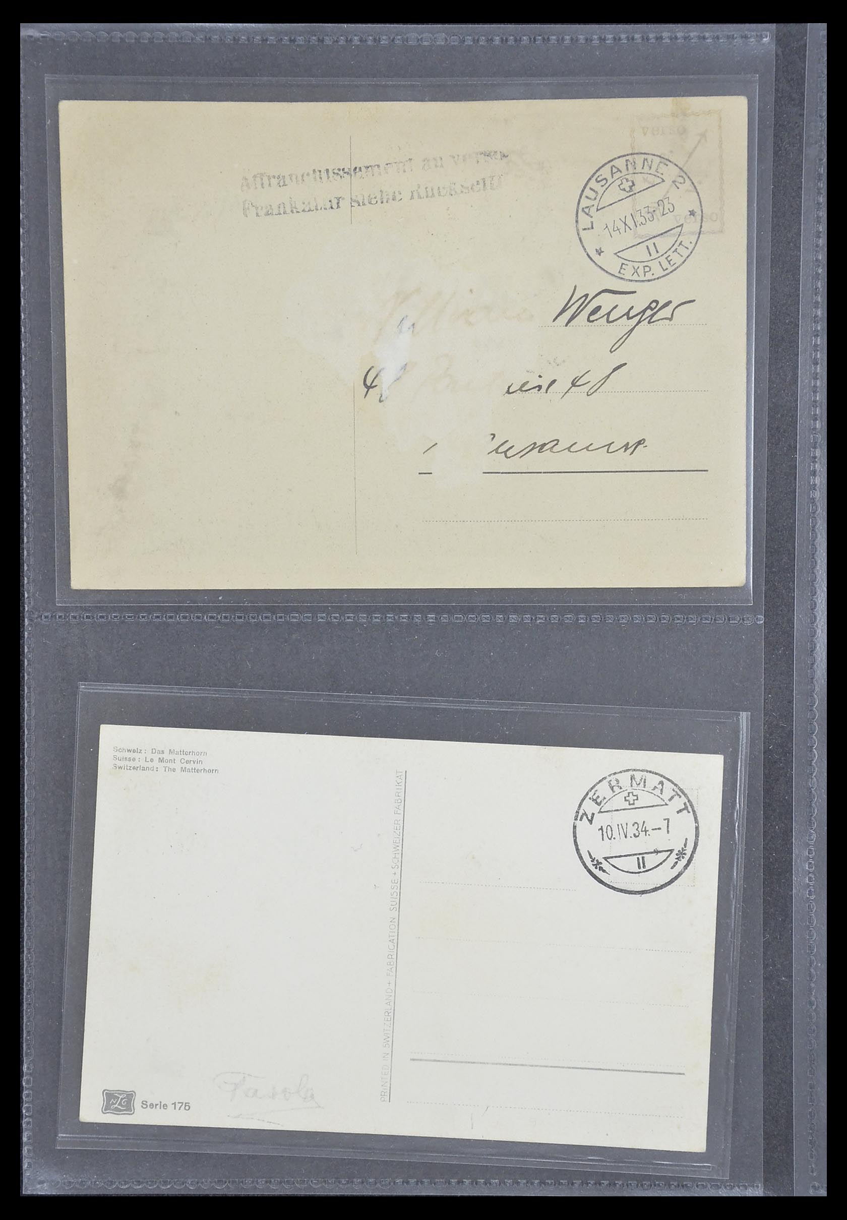 33302 072 - Postzegelverzameling 33302 Zwitserland brieven en kaarten 1899-1948.