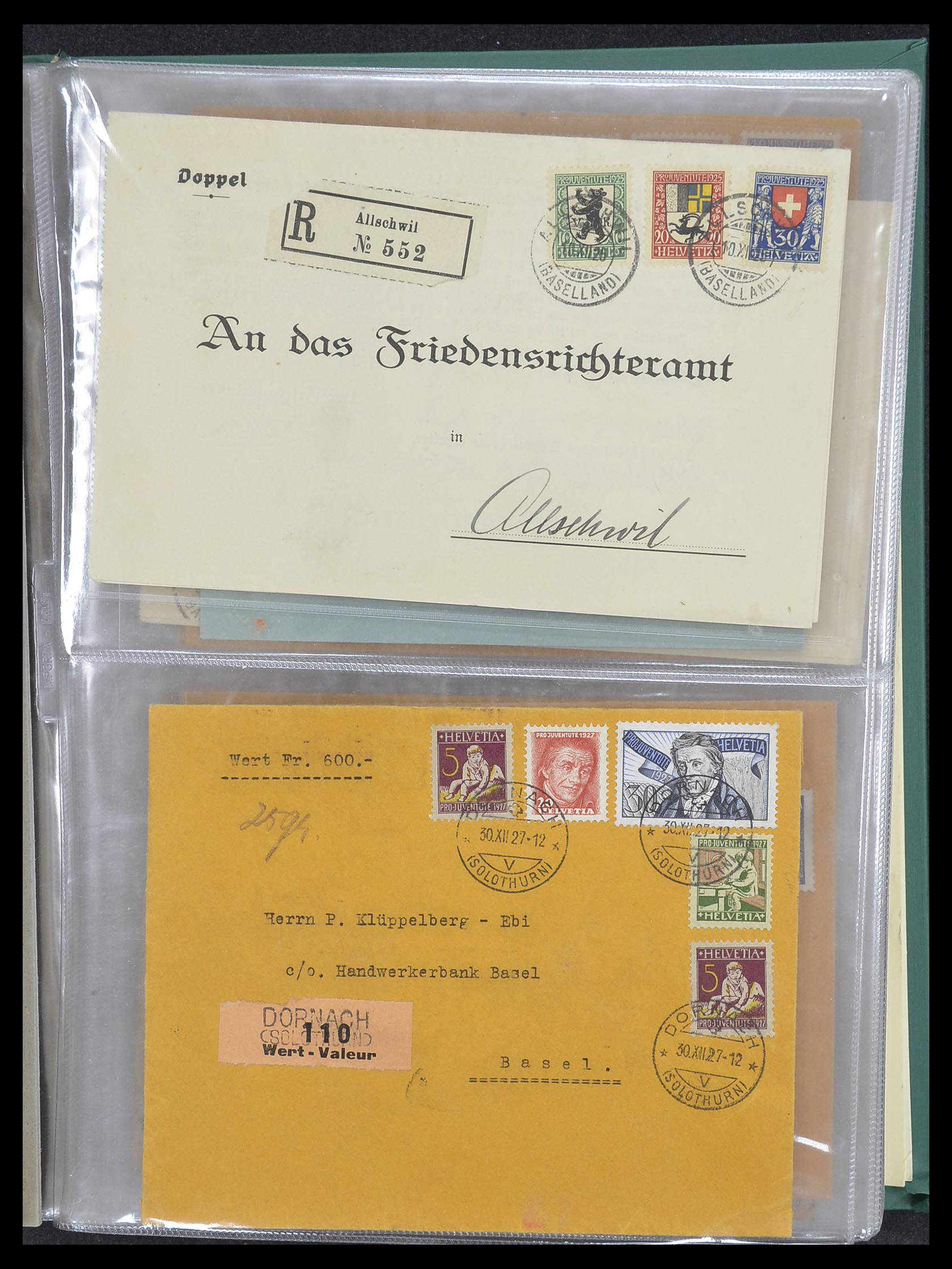 33302 075 - Postzegelverzameling 33302 Zwitserland brieven en kaarten 1899-1948.