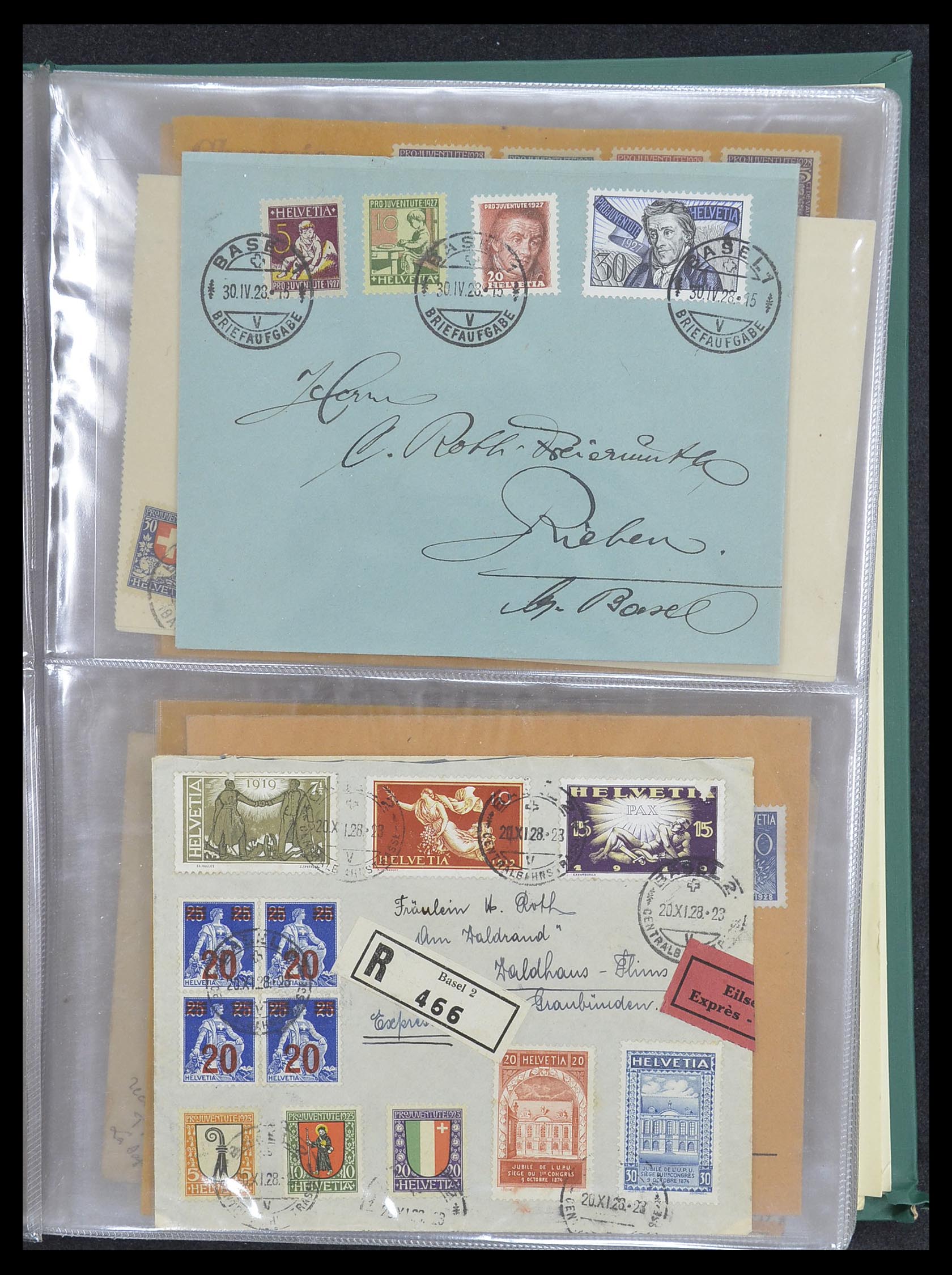 33302 077 - Postzegelverzameling 33302 Zwitserland brieven en kaarten 1899-1948.