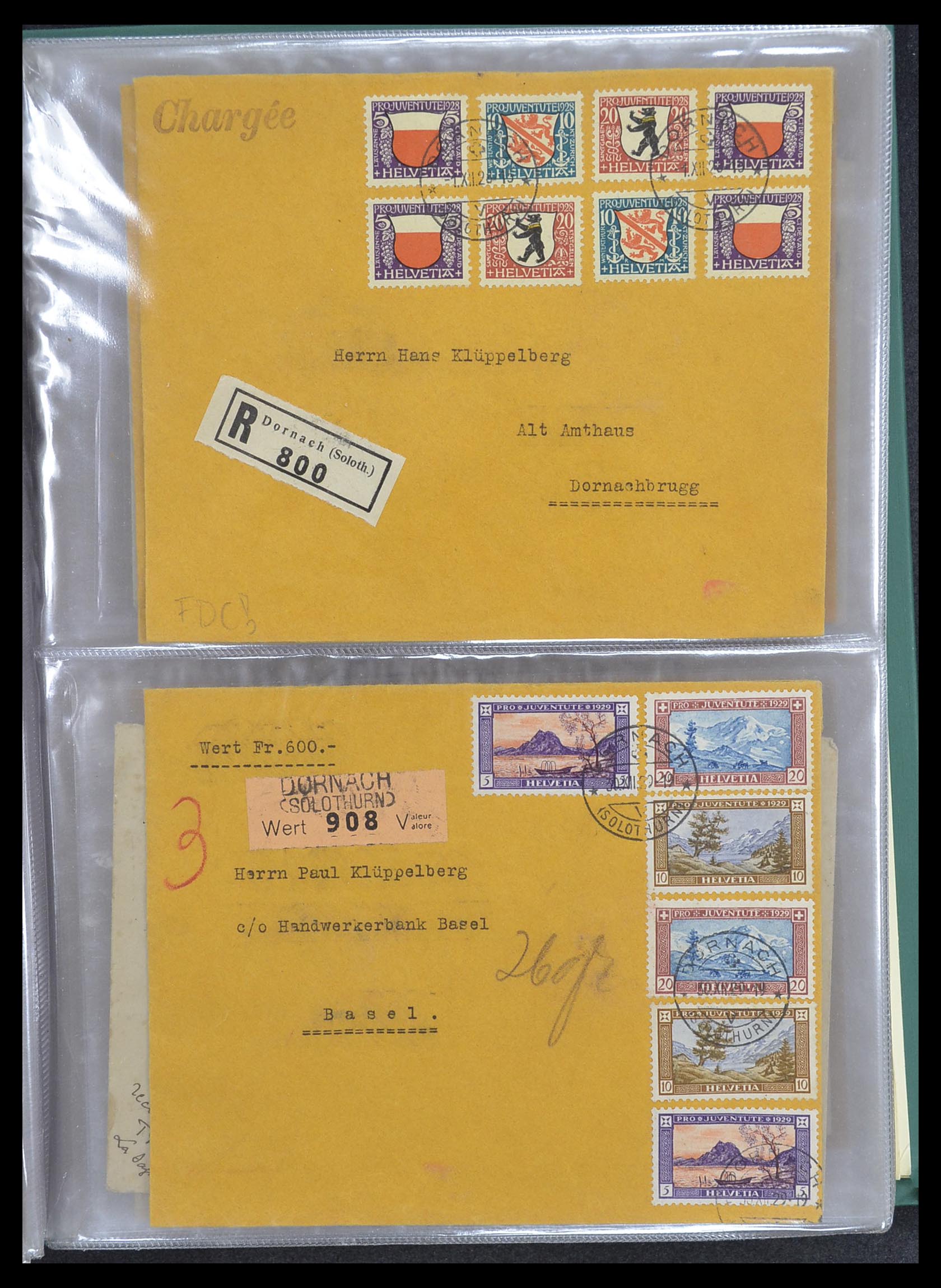 33302 081 - Postzegelverzameling 33302 Zwitserland brieven en kaarten 1899-1948.