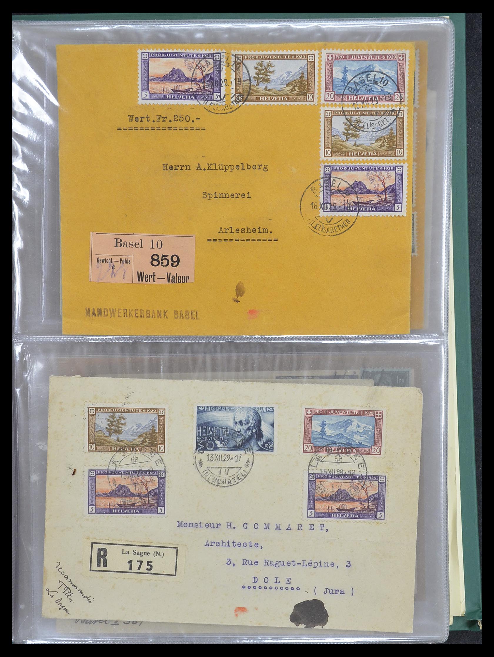 33302 083 - Postzegelverzameling 33302 Zwitserland brieven en kaarten 1899-1948.