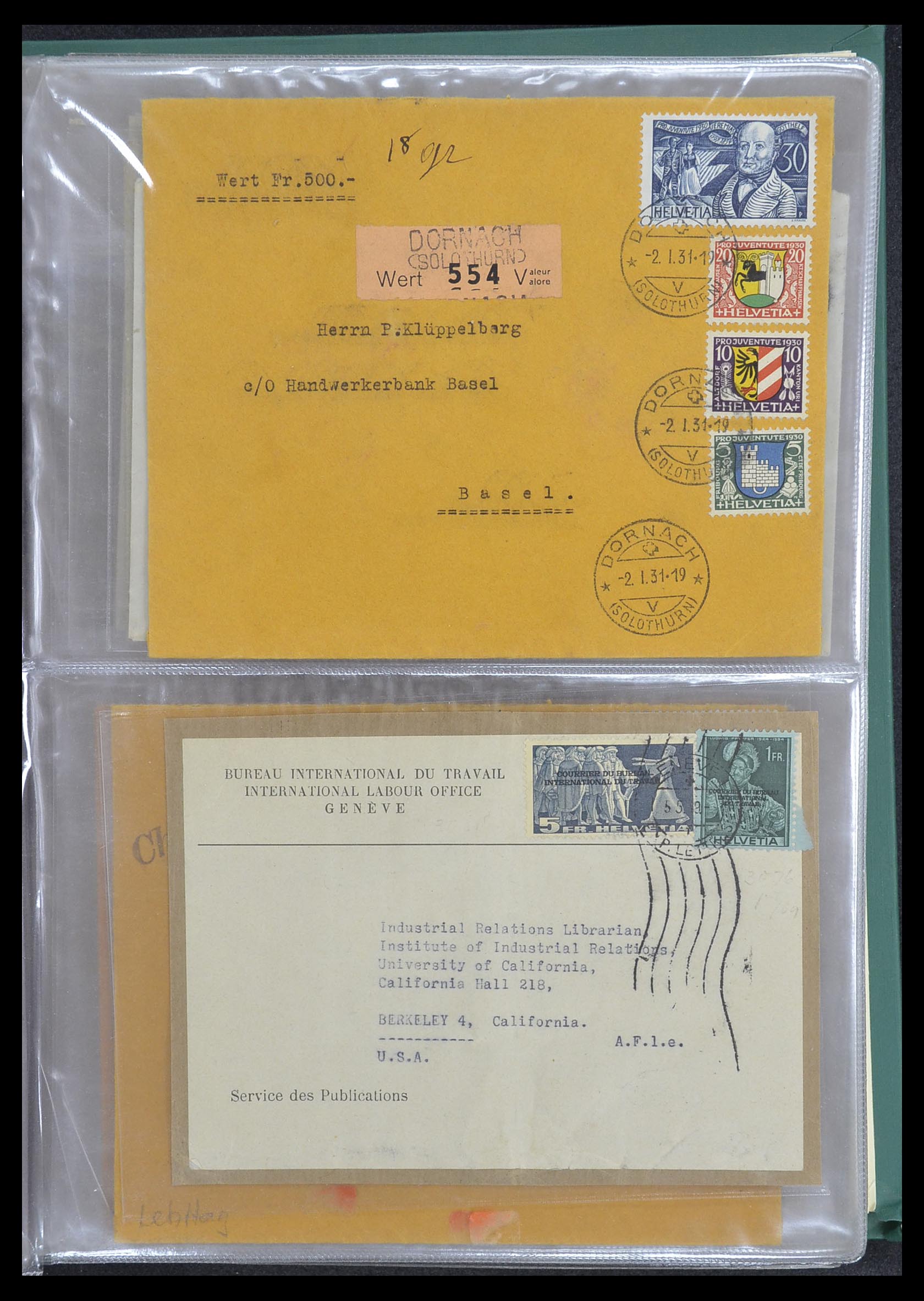 33302 087 - Postzegelverzameling 33302 Zwitserland brieven en kaarten 1899-1948.