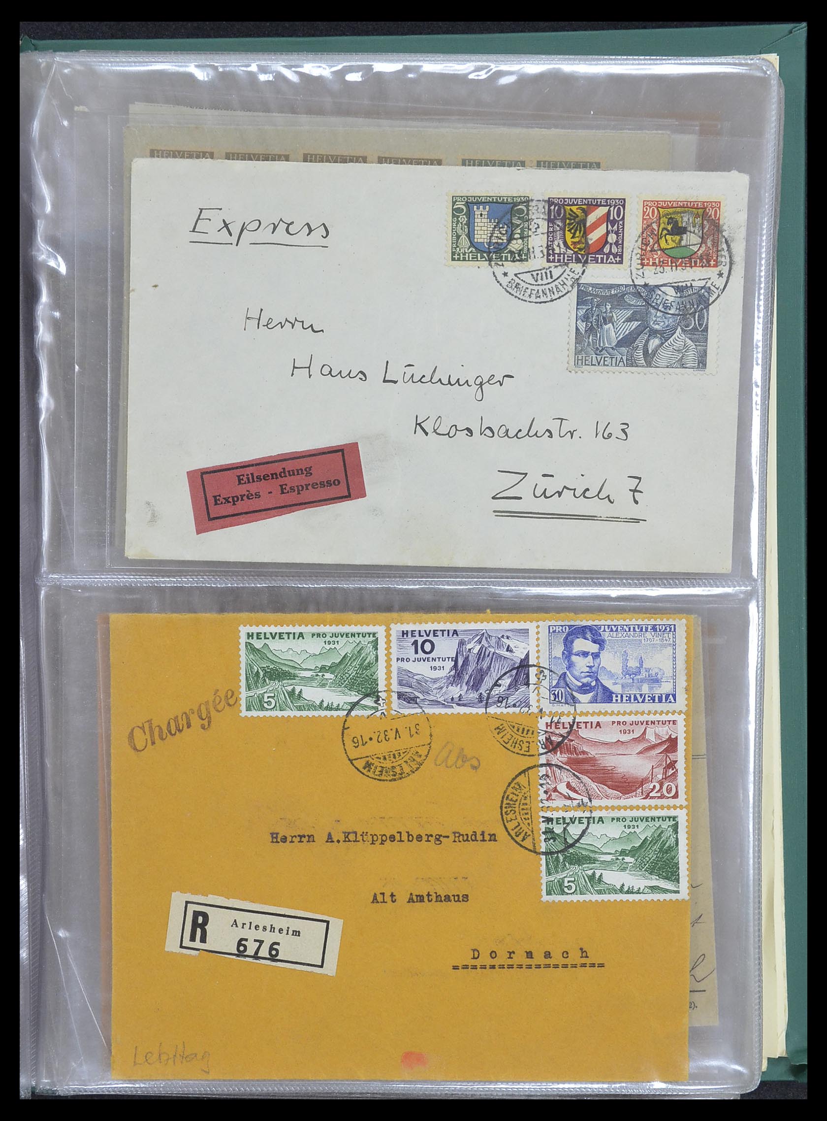 33302 089 - Postzegelverzameling 33302 Zwitserland brieven en kaarten 1899-1948.