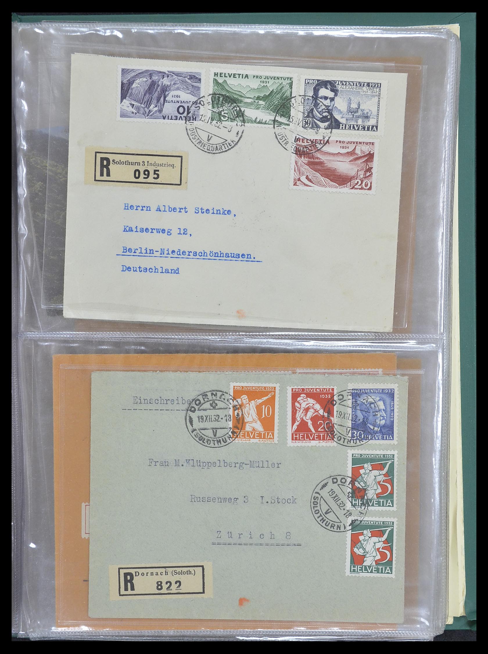 33302 093 - Postzegelverzameling 33302 Zwitserland brieven en kaarten 1899-1948.