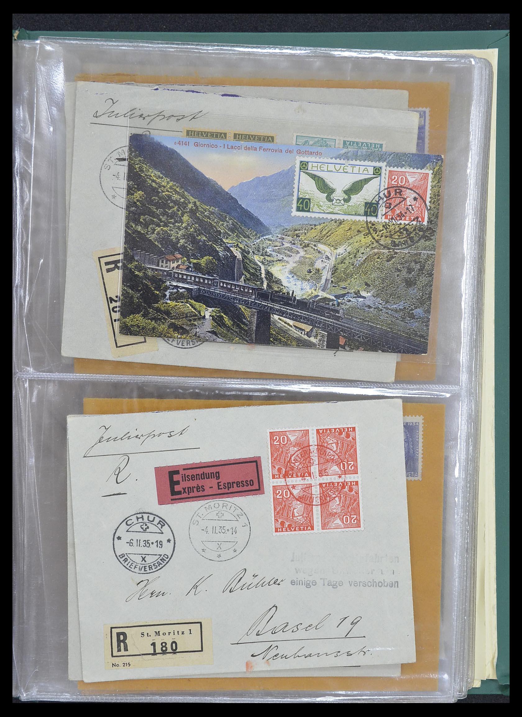 33302 097 - Postzegelverzameling 33302 Zwitserland brieven en kaarten 1899-1948.