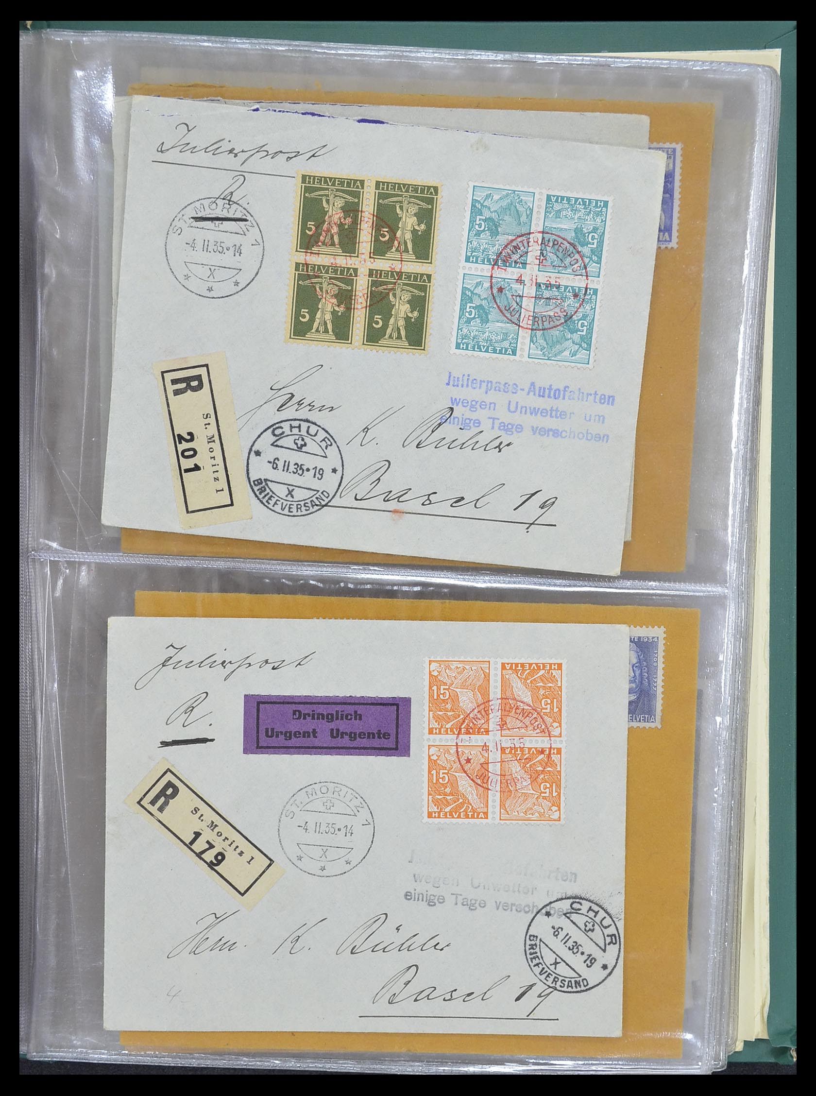 33302 099 - Postzegelverzameling 33302 Zwitserland brieven en kaarten 1899-1948.
