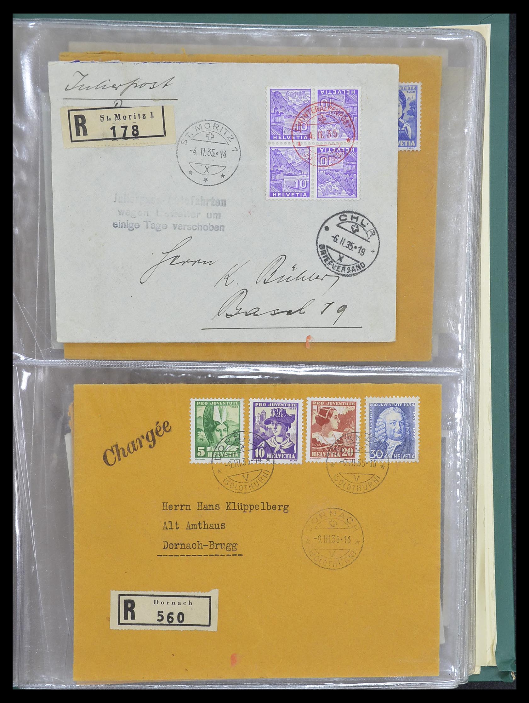 33302 101 - Postzegelverzameling 33302 Zwitserland brieven en kaarten 1899-1948.