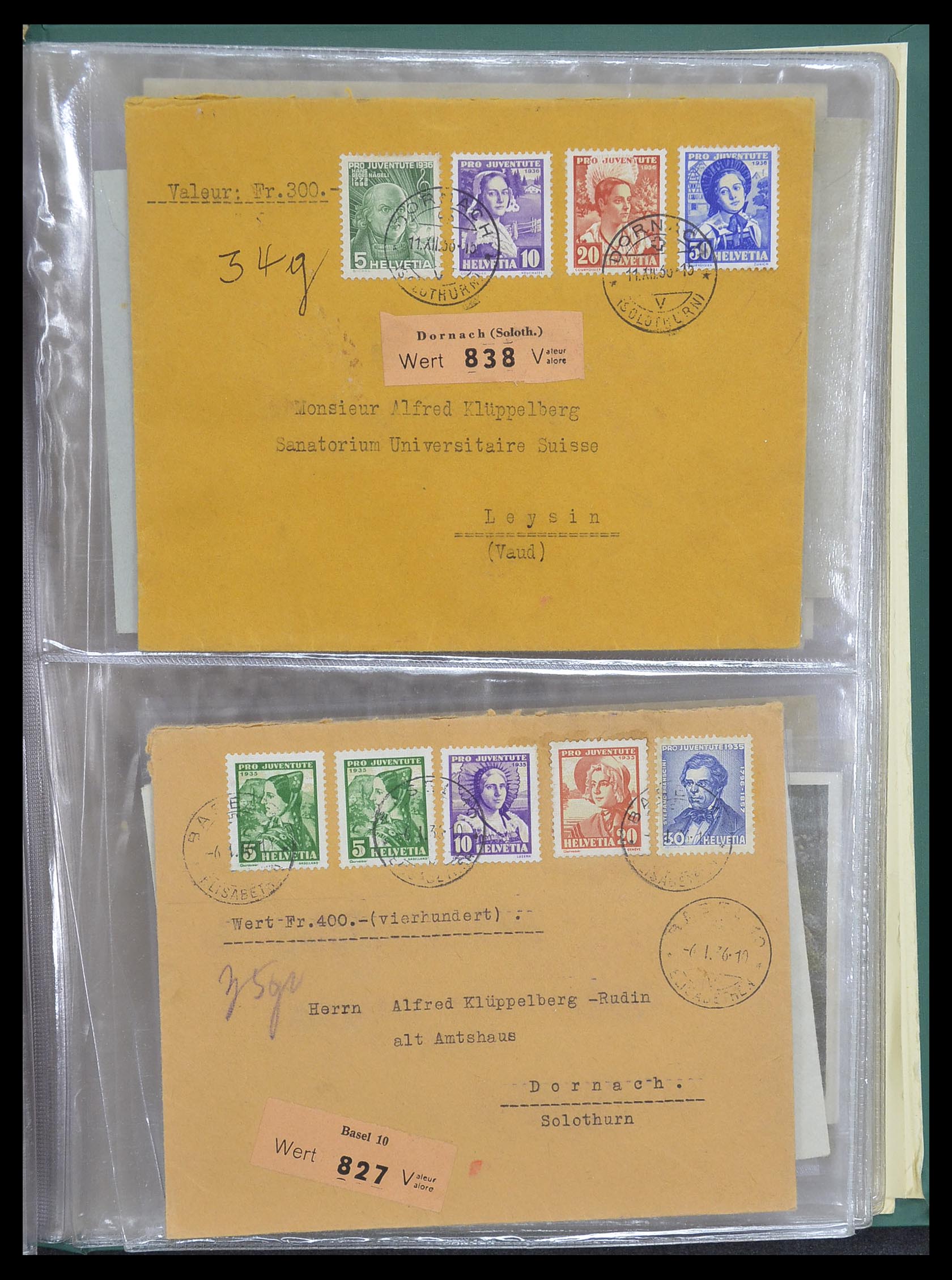 33302 103 - Postzegelverzameling 33302 Zwitserland brieven en kaarten 1899-1948.