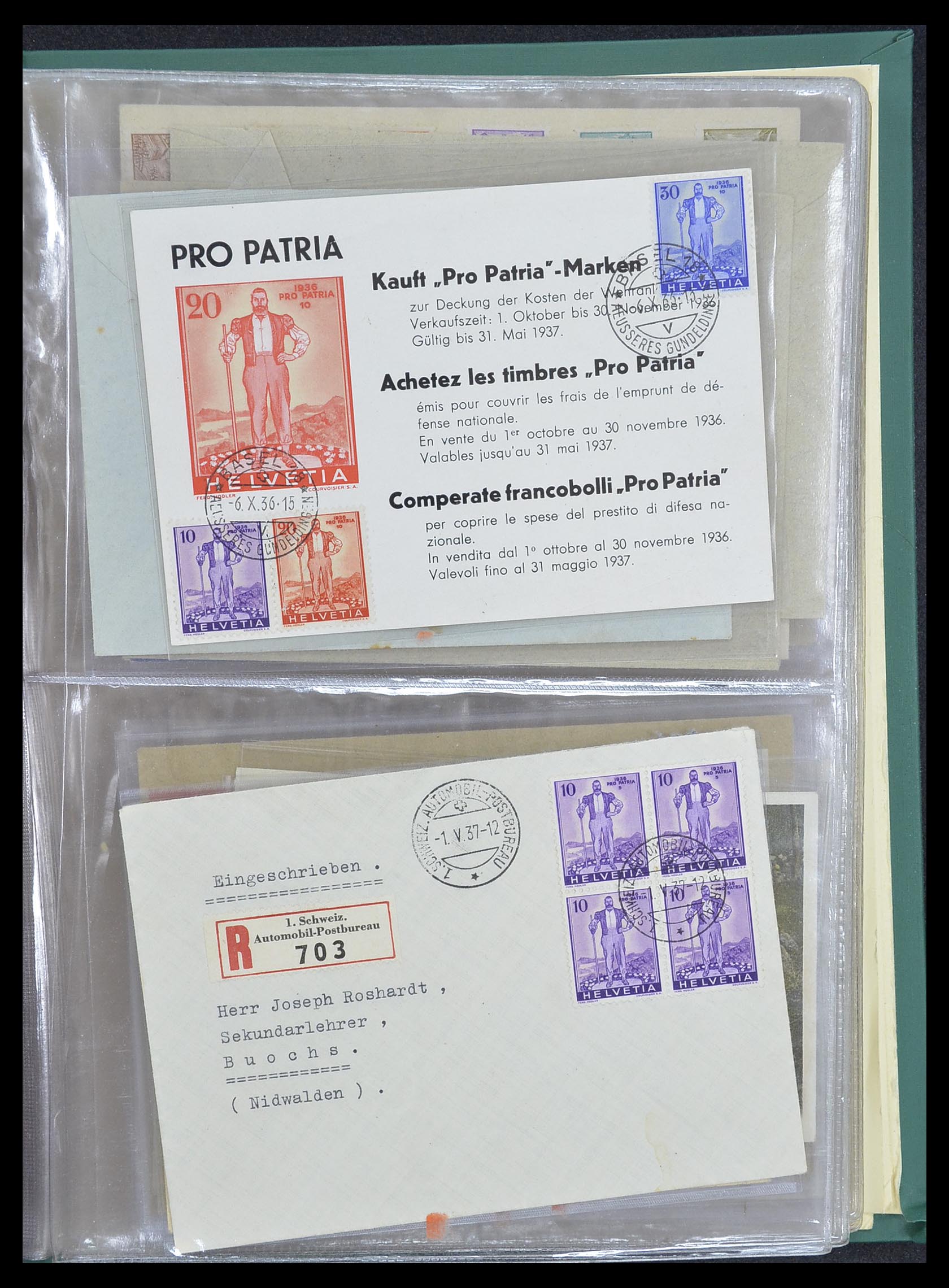 33302 105 - Postzegelverzameling 33302 Zwitserland brieven en kaarten 1899-1948.