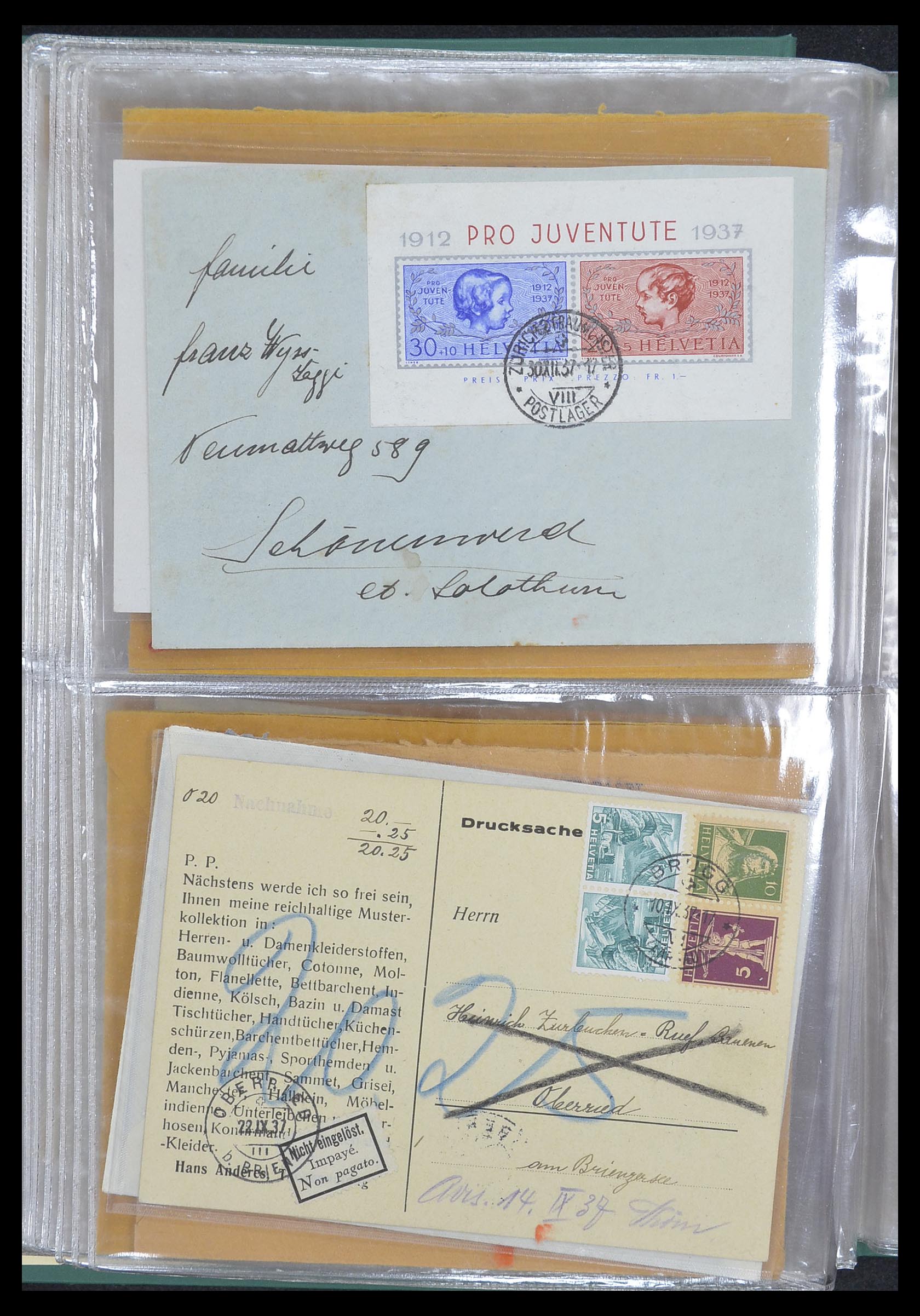 33302 106 - Postzegelverzameling 33302 Zwitserland brieven en kaarten 1899-1948.