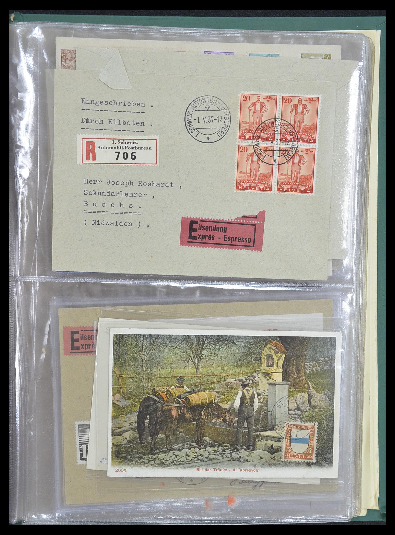 33302 107 - Postzegelverzameling 33302 Zwitserland brieven en kaarten 1899-1948.