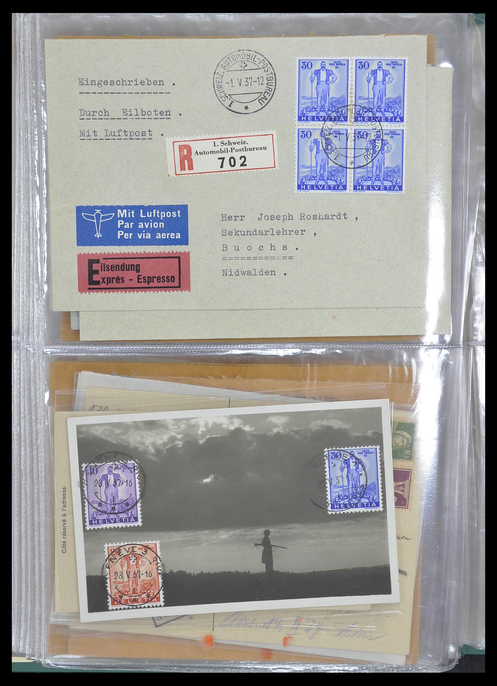 33302 108 - Postzegelverzameling 33302 Zwitserland brieven en kaarten 1899-1948.