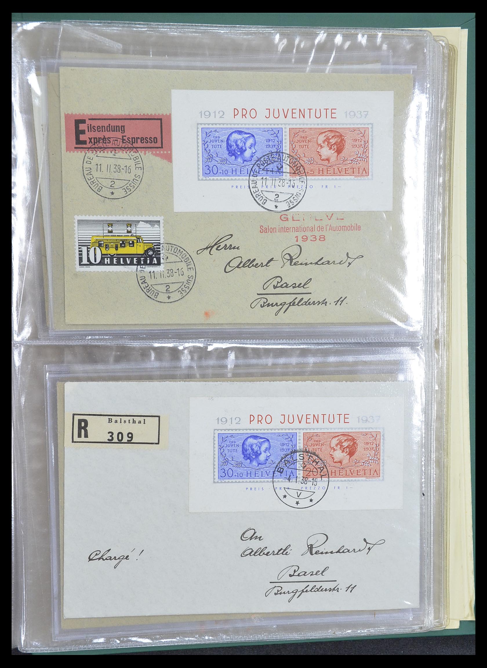 33302 111 - Postzegelverzameling 33302 Zwitserland brieven en kaarten 1899-1948.