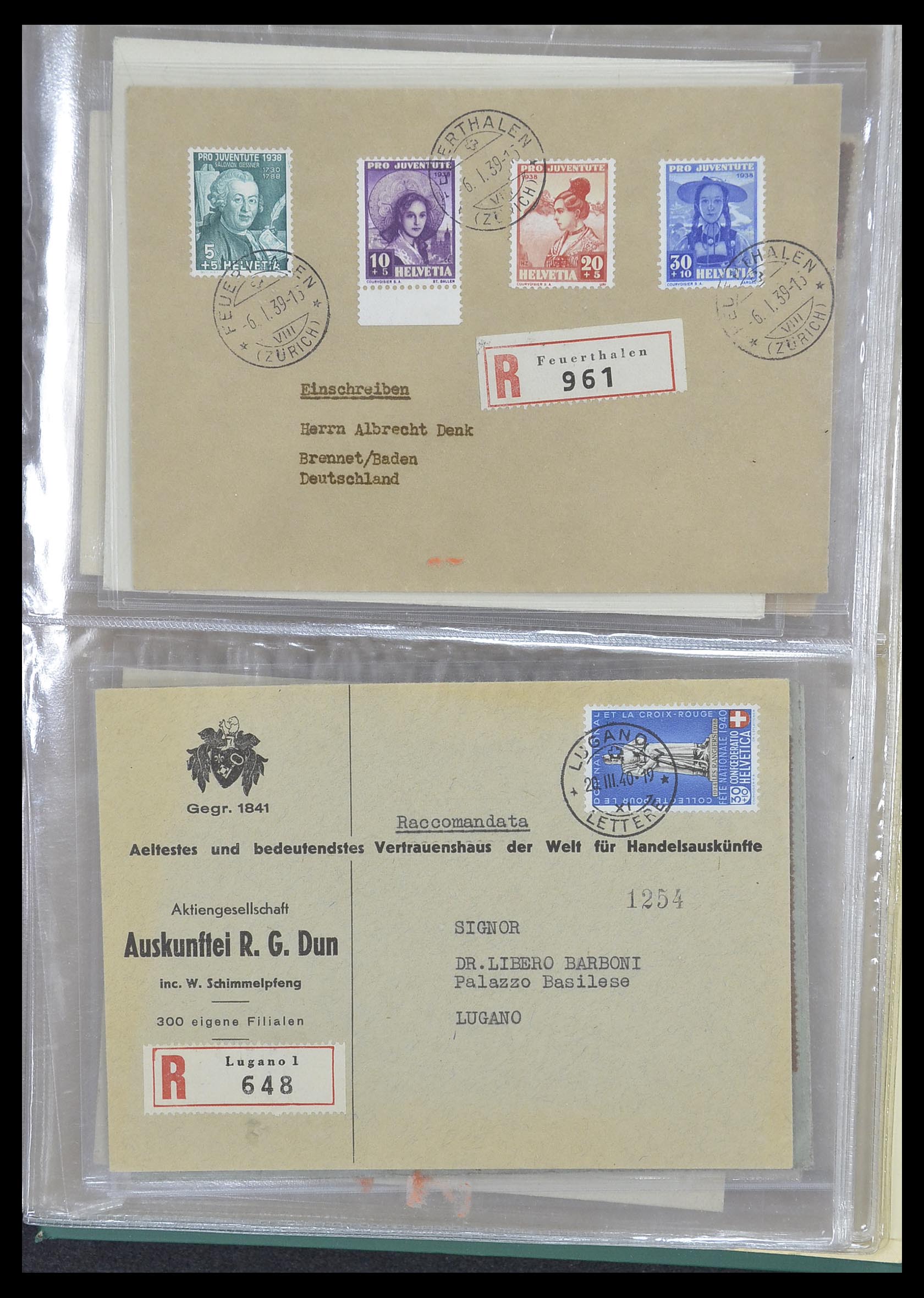 33302 115 - Postzegelverzameling 33302 Zwitserland brieven en kaarten 1899-1948.