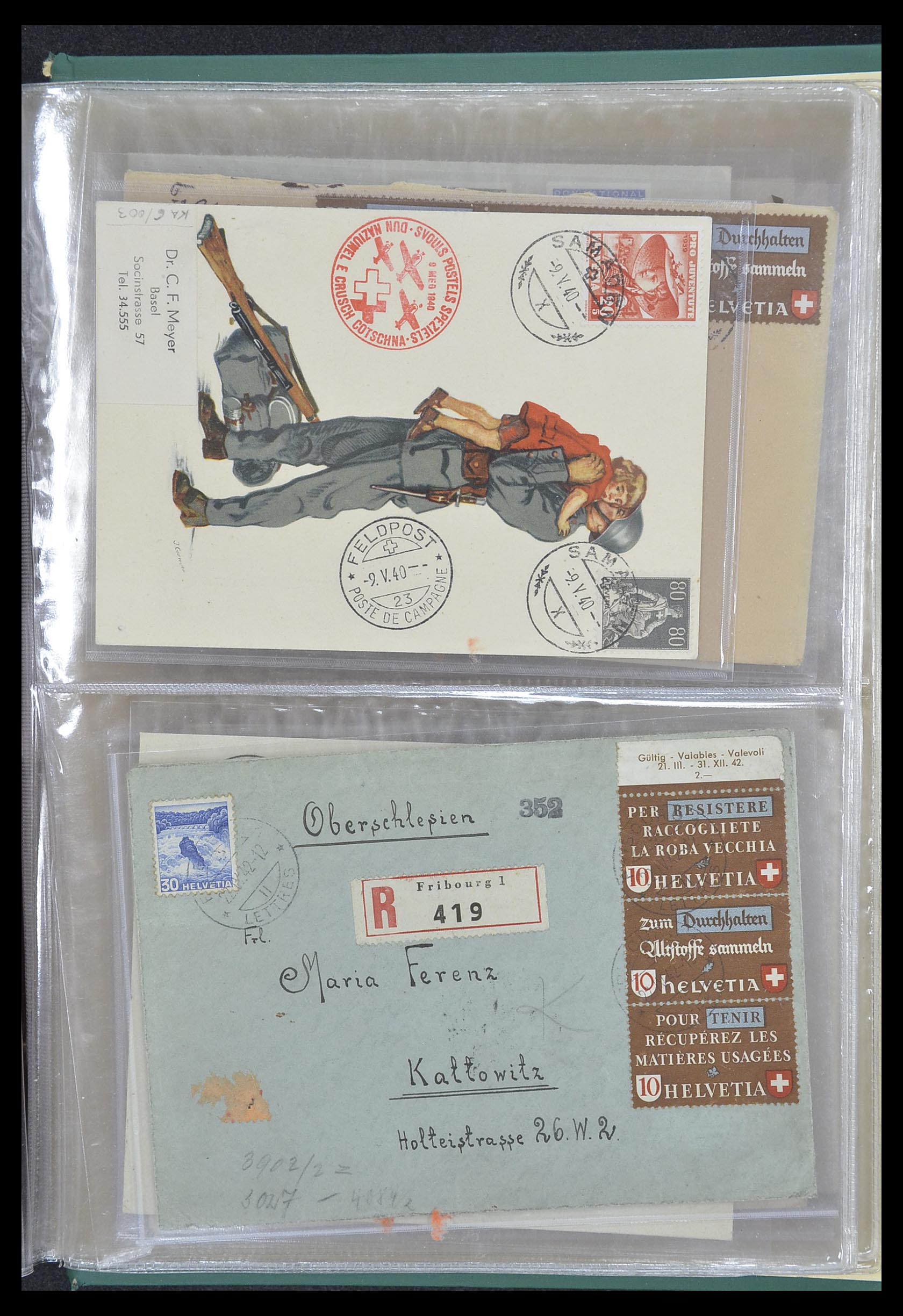 33302 117 - Postzegelverzameling 33302 Zwitserland brieven en kaarten 1899-1948.