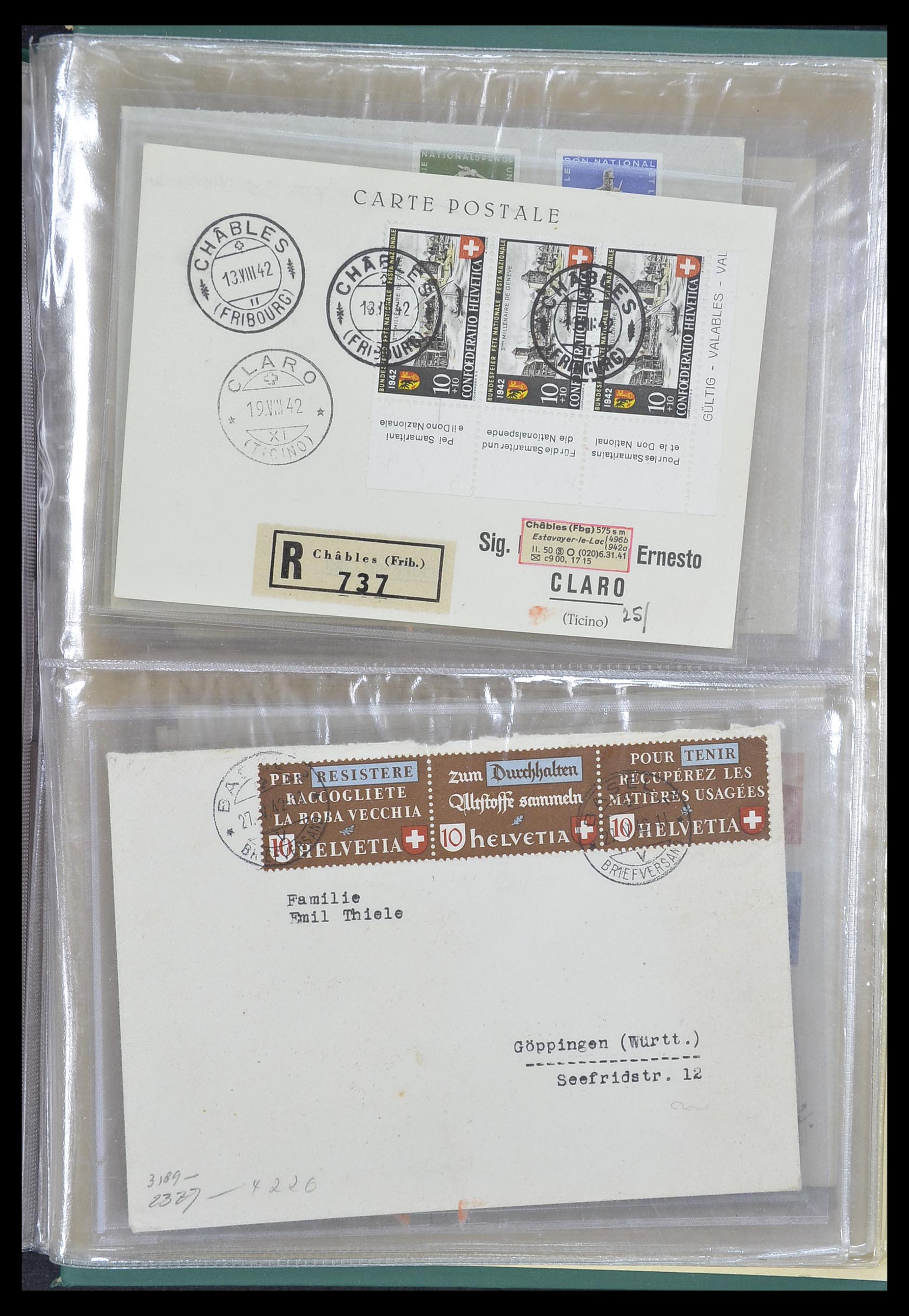 33302 121 - Postzegelverzameling 33302 Zwitserland brieven en kaarten 1899-1948.