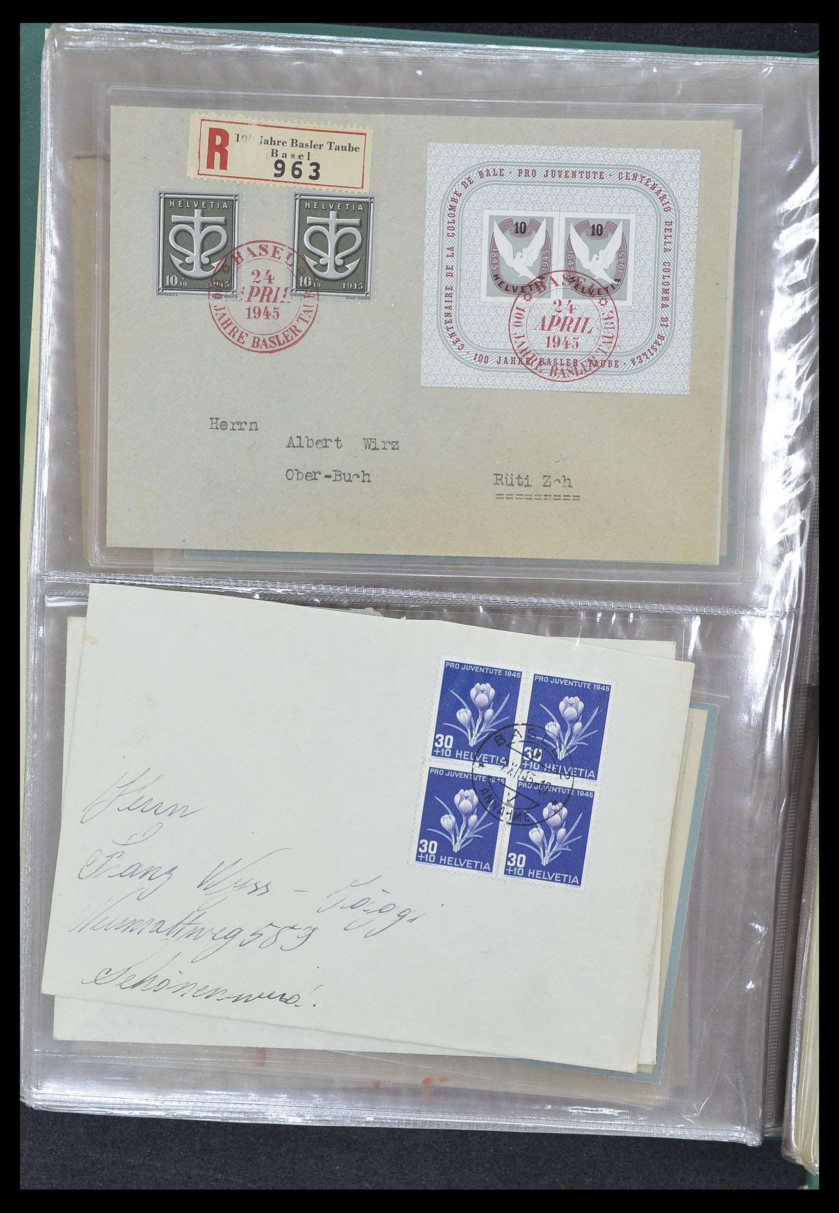 33302 128 - Postzegelverzameling 33302 Zwitserland brieven en kaarten 1899-1948.