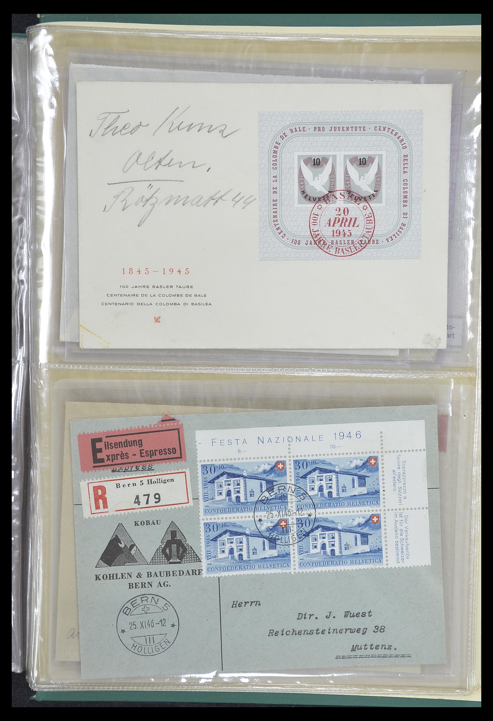 33302 129 - Postzegelverzameling 33302 Zwitserland brieven en kaarten 1899-1948.