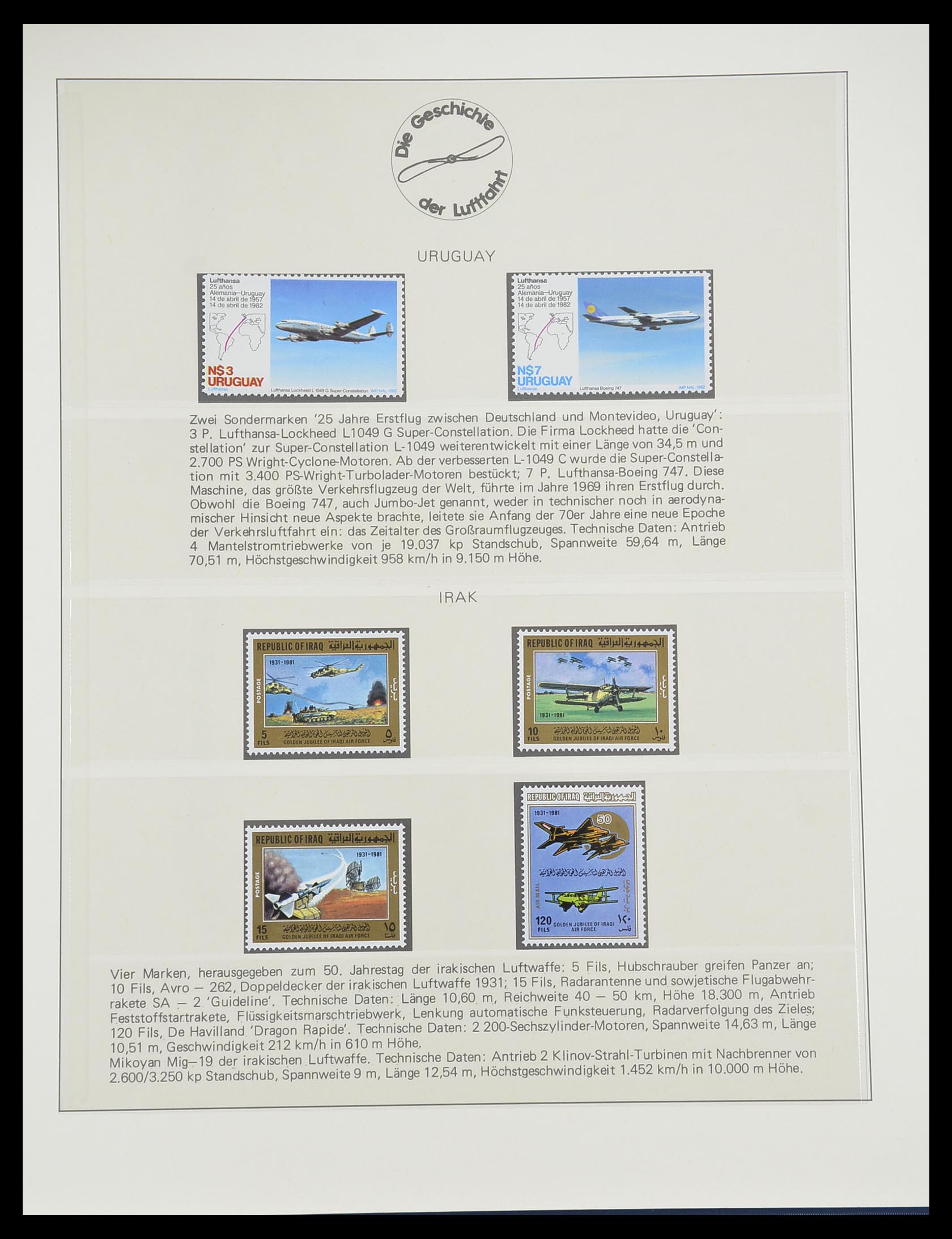33308 0014 - Postzegelverzameling 33308 Motief luchtpost 1925-2012.