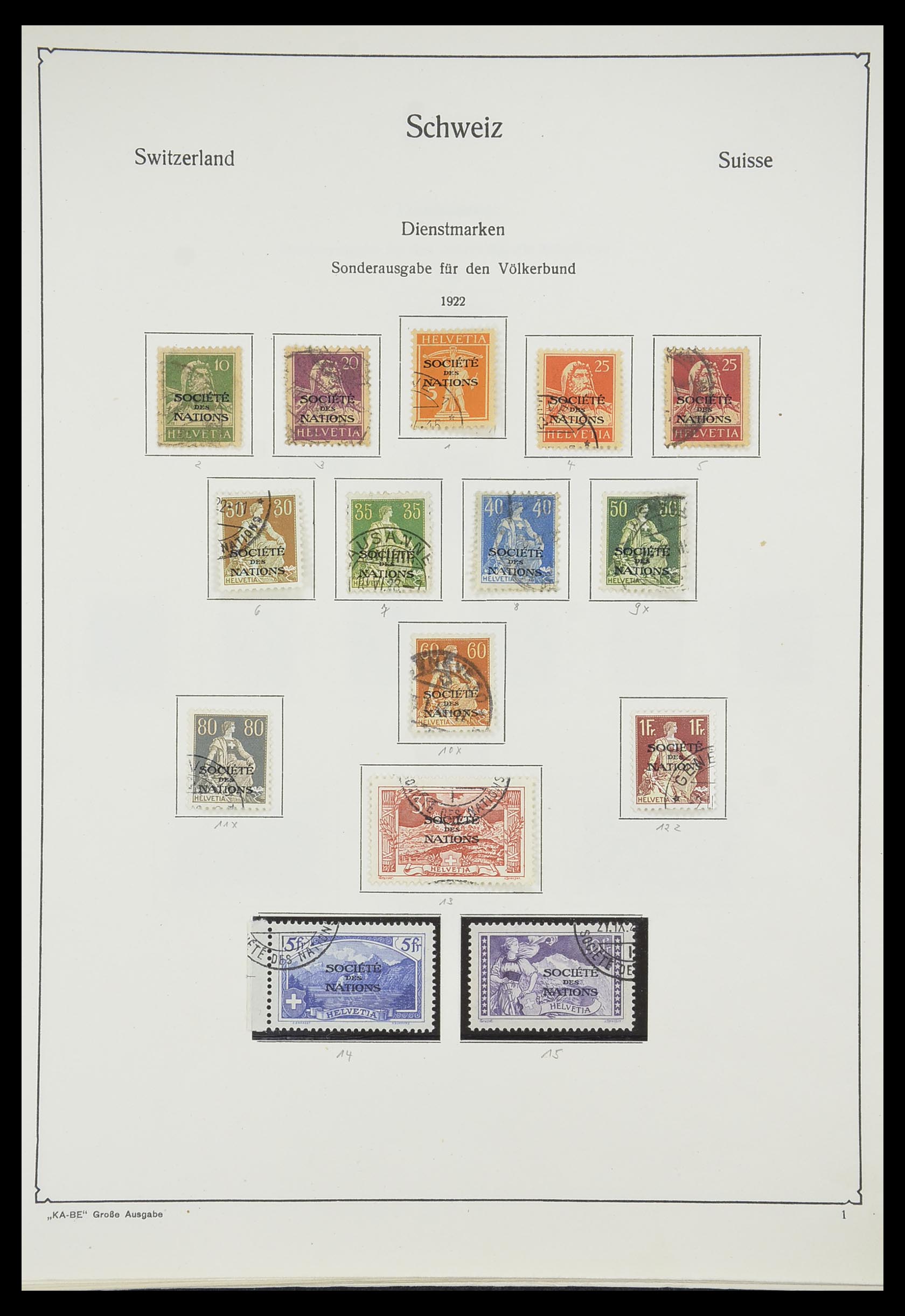 33327 001 - Postzegelverzameling 33327 Zwitserland dienst 1922-1989.