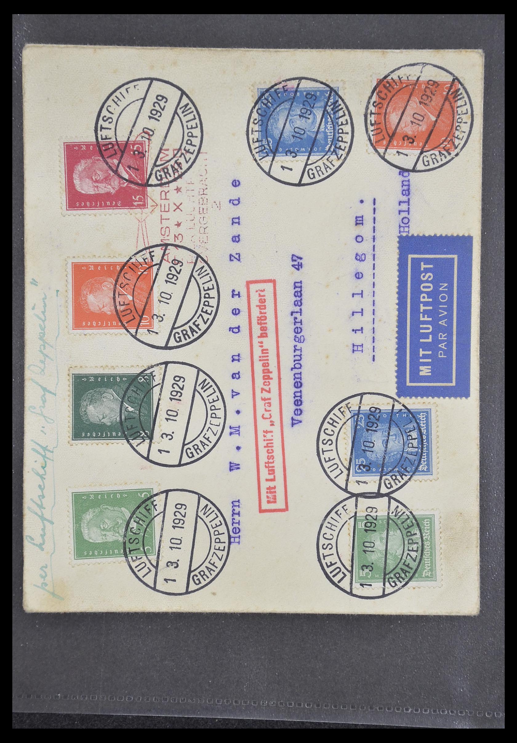 33331 007 - Postzegelverzameling 33331 Zeppelin brieven 1929-1931.