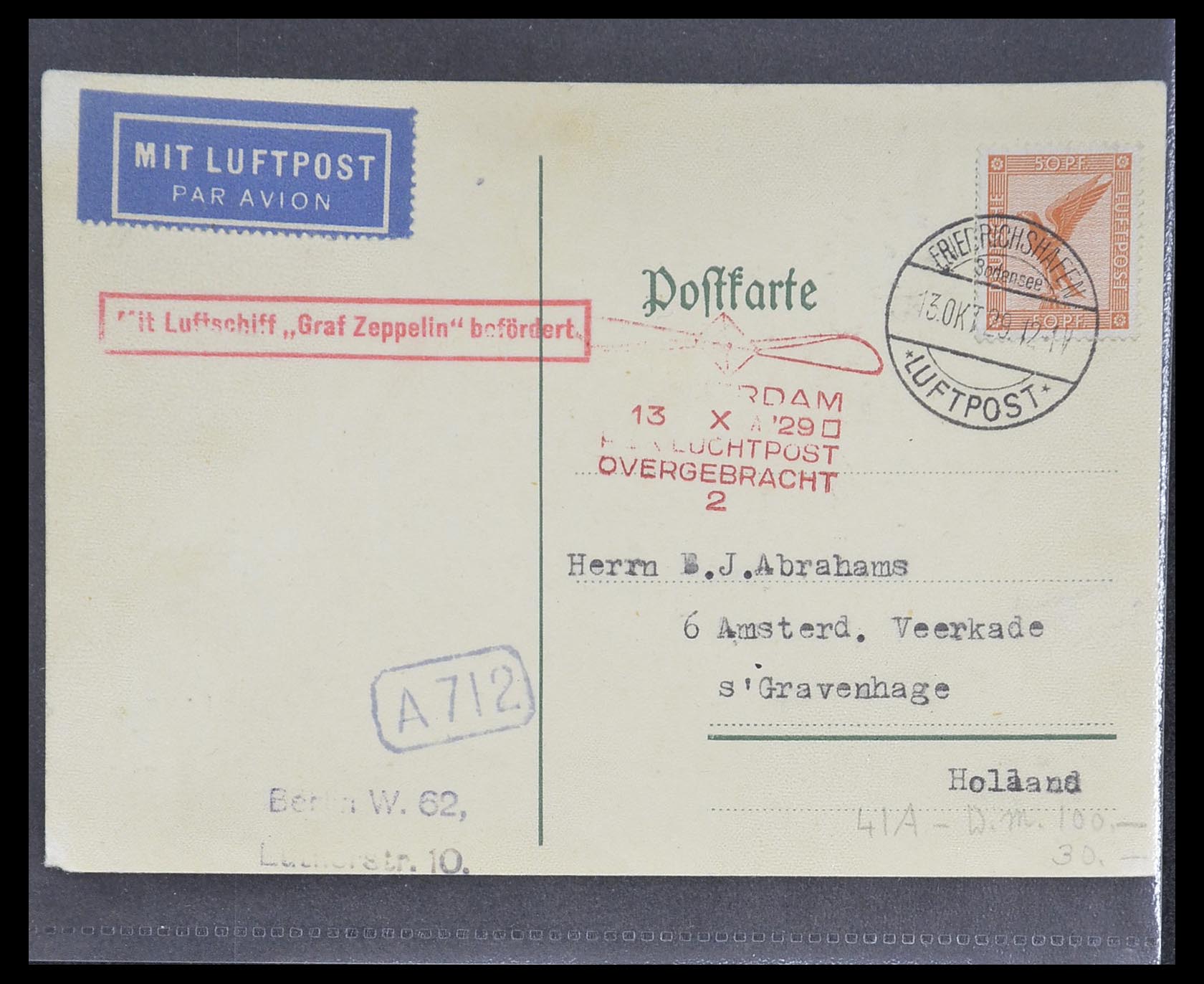 33331 009 - Postzegelverzameling 33331 Zeppelin brieven 1929-1931.