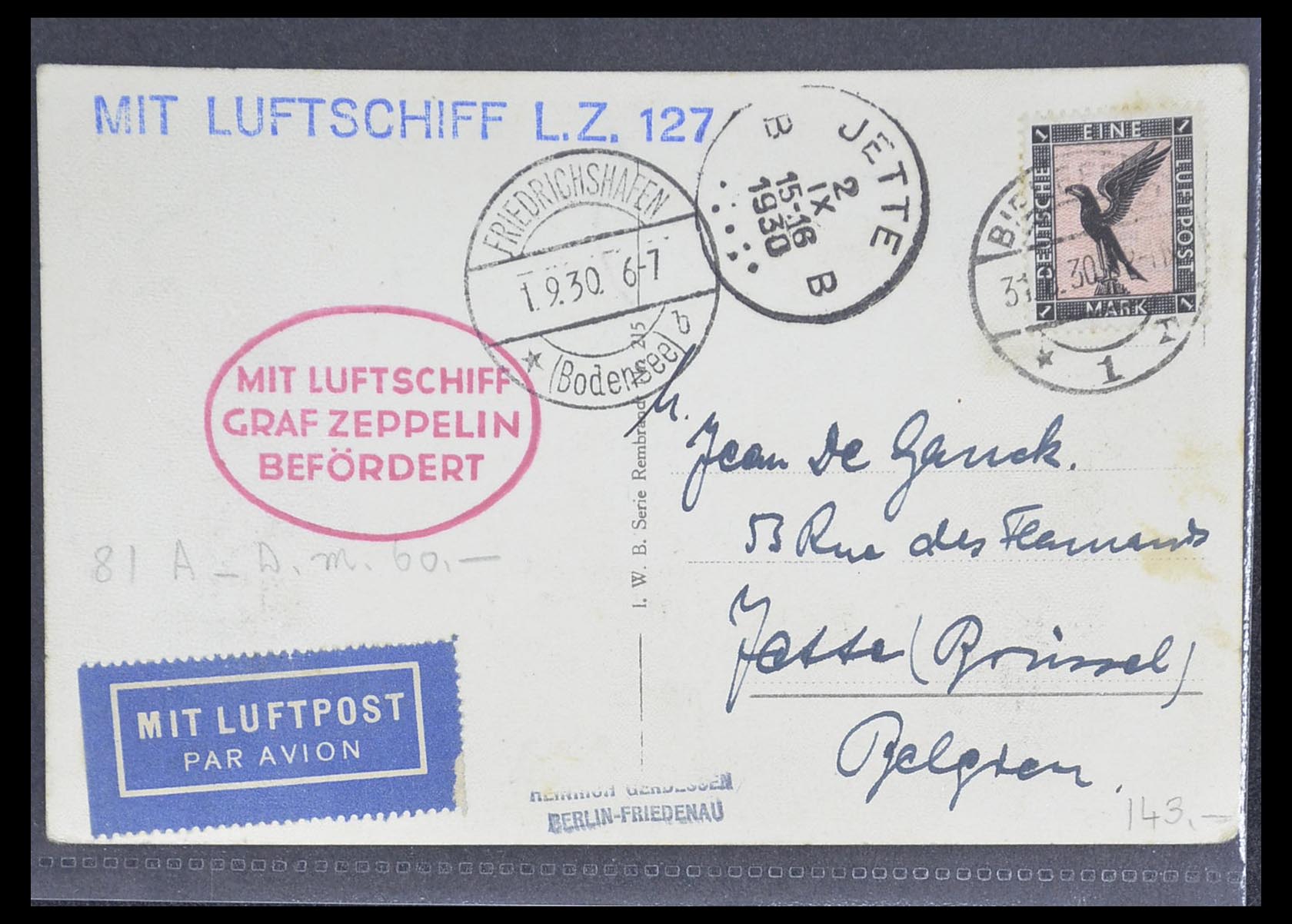 33331 013 - Postzegelverzameling 33331 Zeppelin brieven 1929-1931.