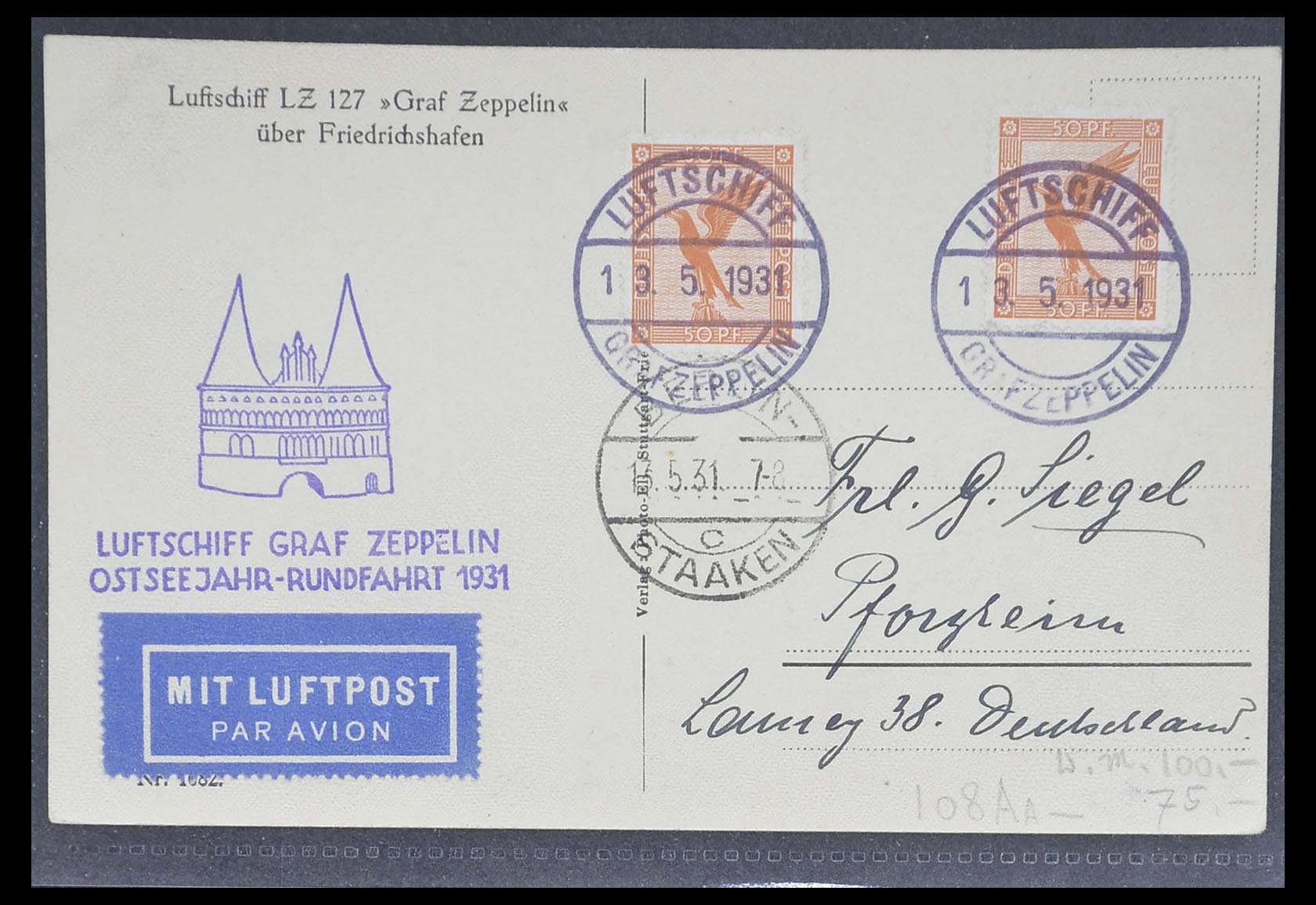 33331 019 - Postzegelverzameling 33331 Zeppelin brieven 1929-1931.