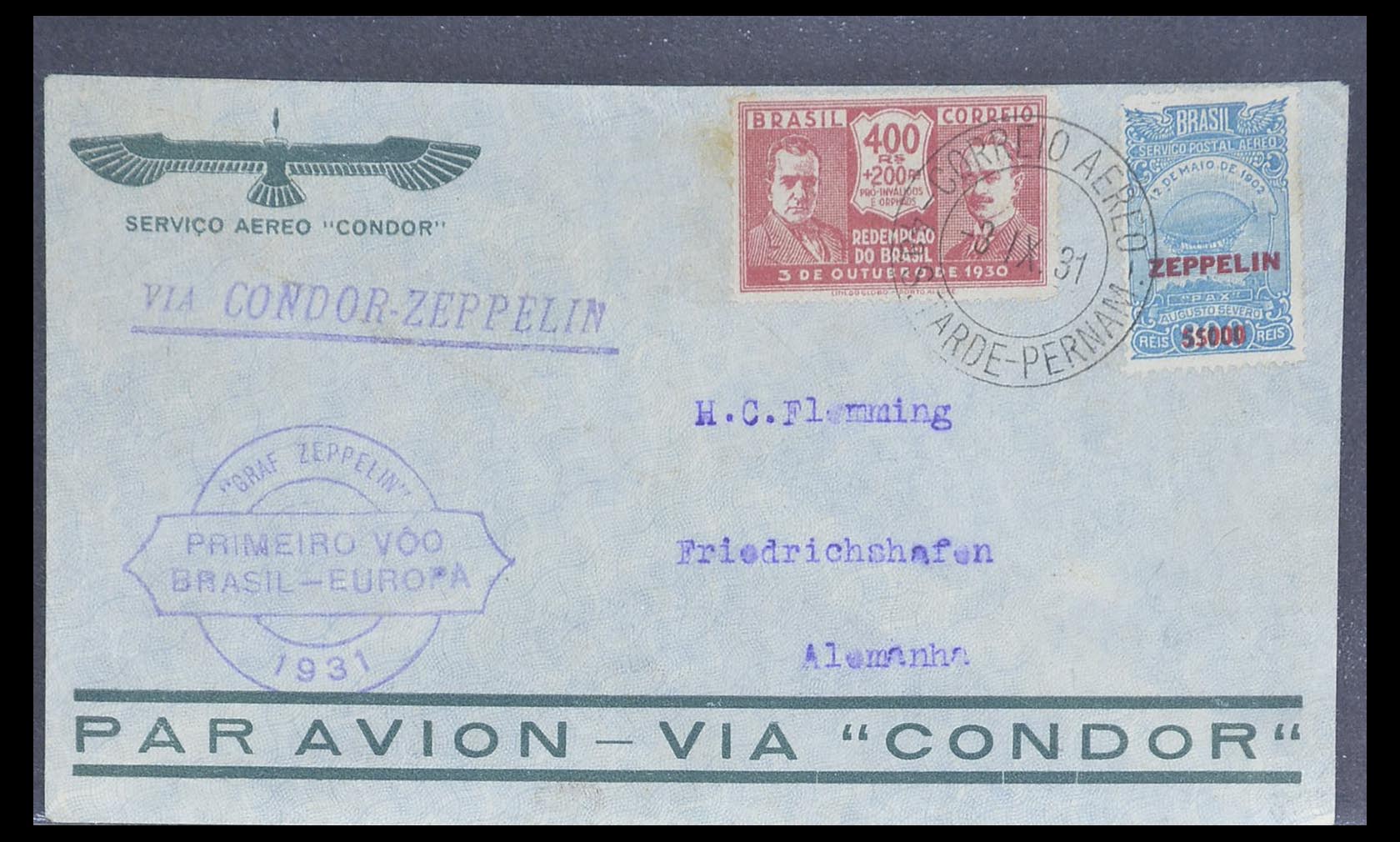 33331 025 - Postzegelverzameling 33331 Zeppelin brieven 1929-1931.