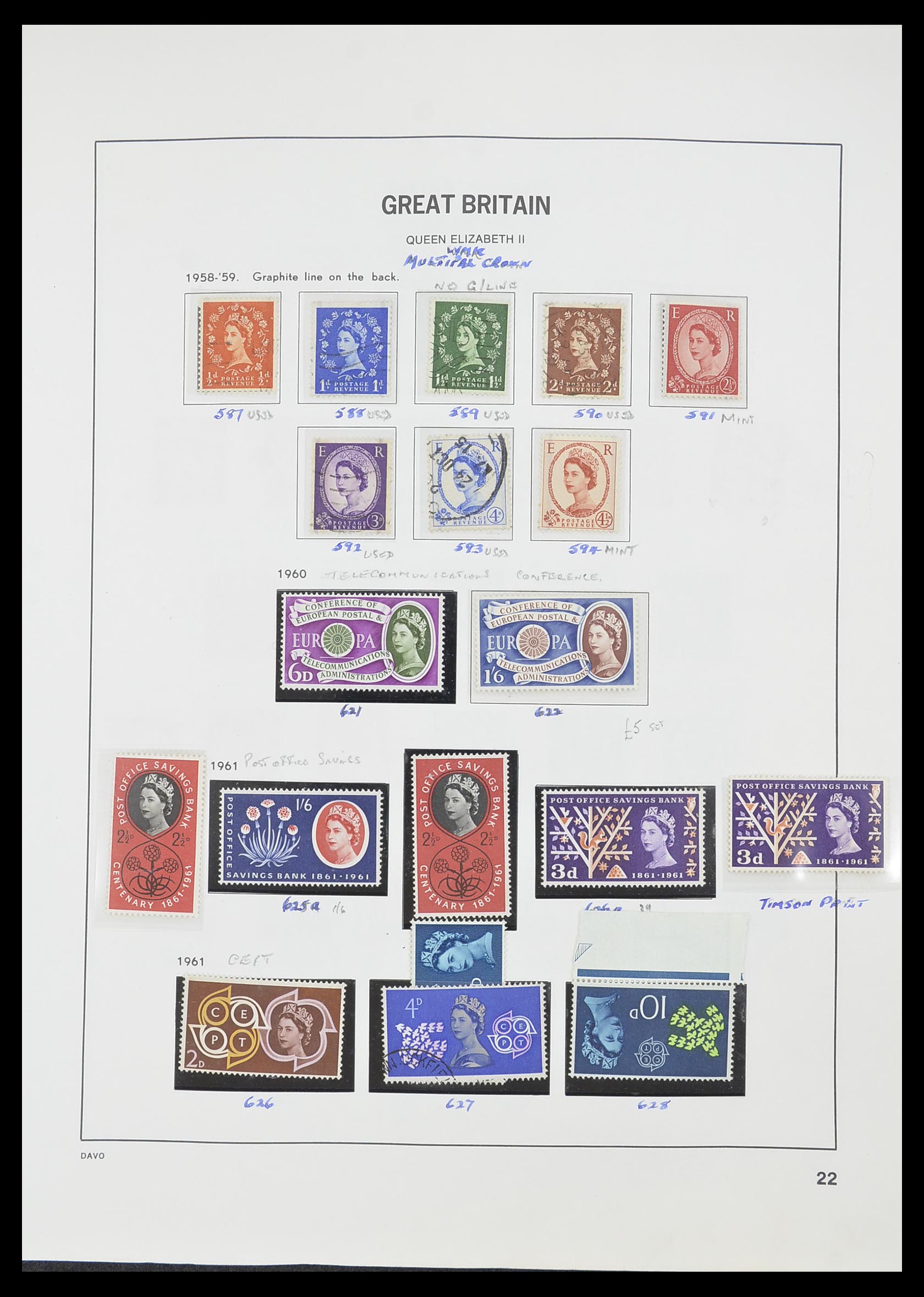 33419 022 - Postzegelverzameling 33419 Engeland 1875-1993.