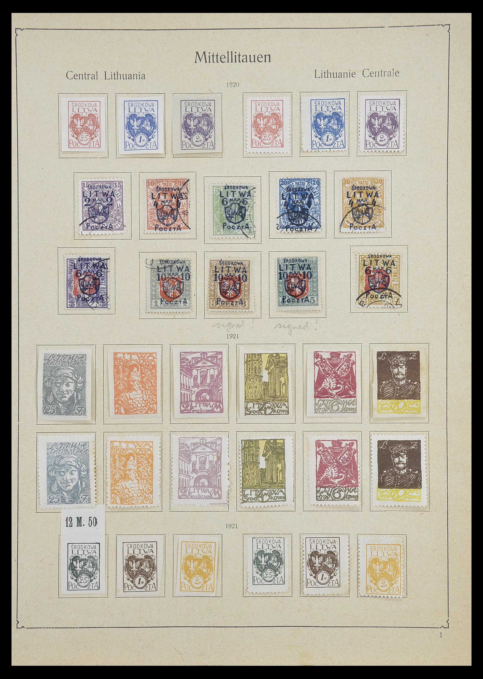 33440 001 - Postzegelverzameling 33440 Midden Litouwen 1920-1921.