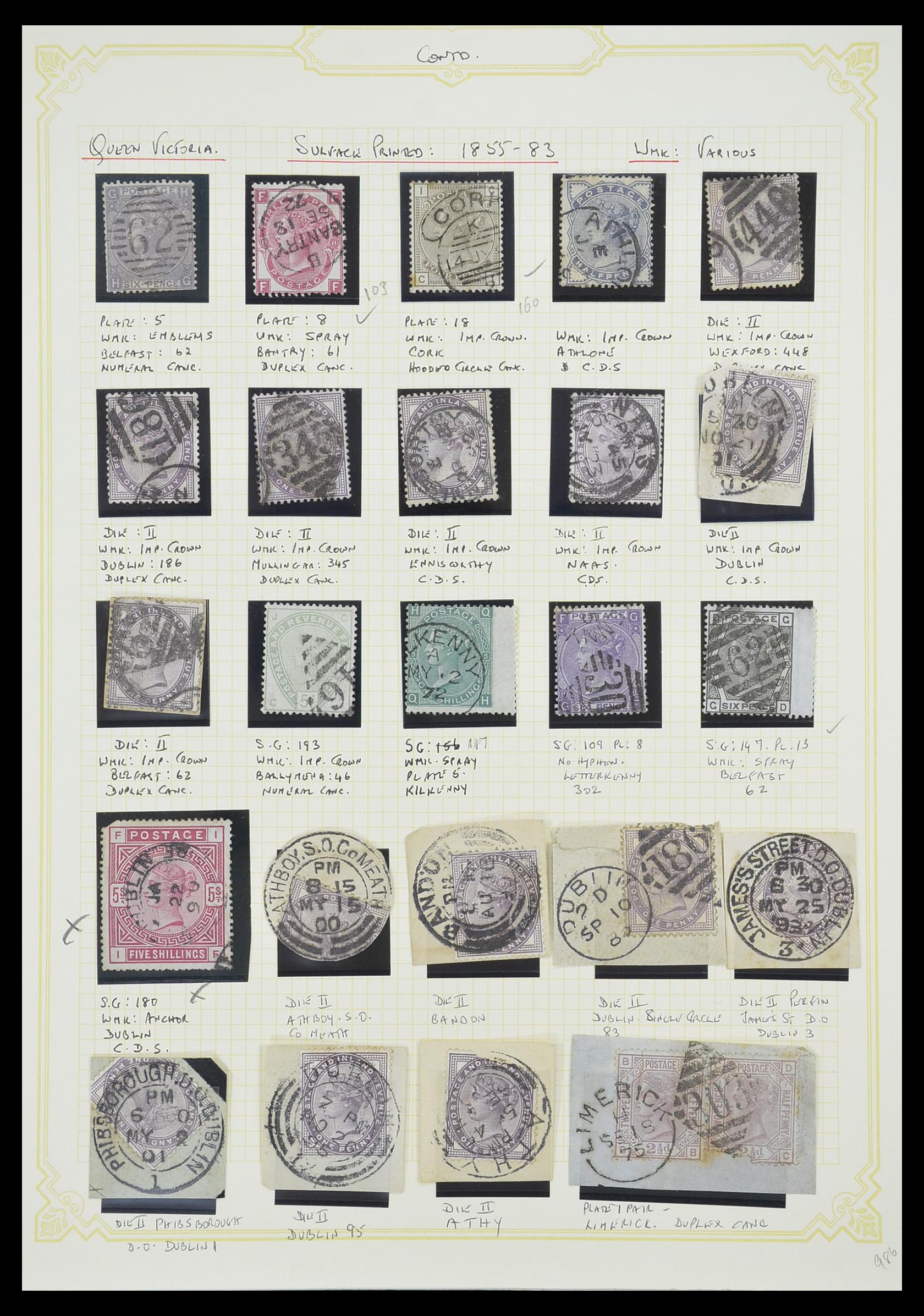 33448 001 - Postzegelverzameling 33448 Engeland gebruikt in Ierland 1855-19110.