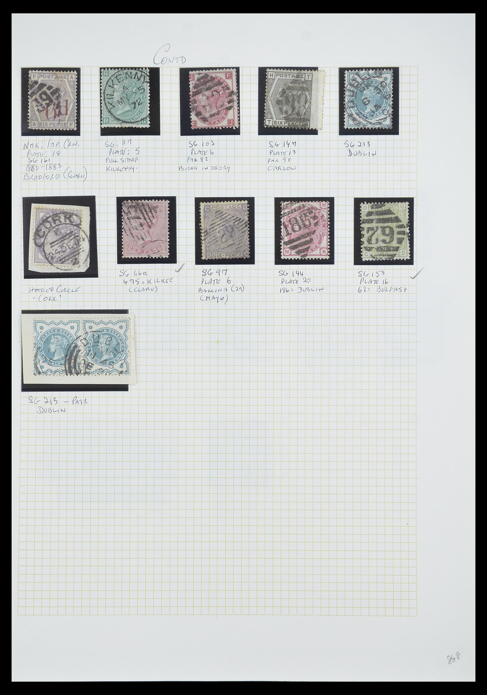 33448 002 - Postzegelverzameling 33448 Engeland gebruikt in Ierland 1855-19110.
