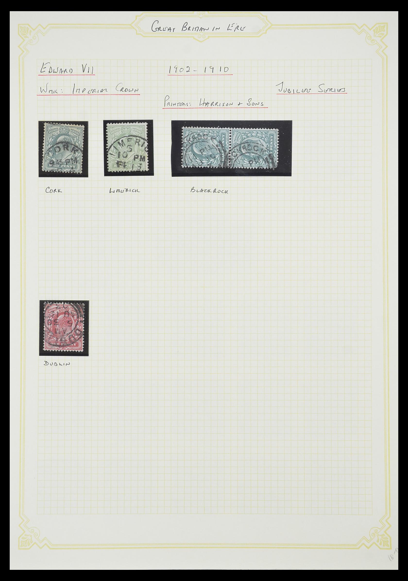 33448 008 - Postzegelverzameling 33448 Engeland gebruikt in Ierland 1855-19110.