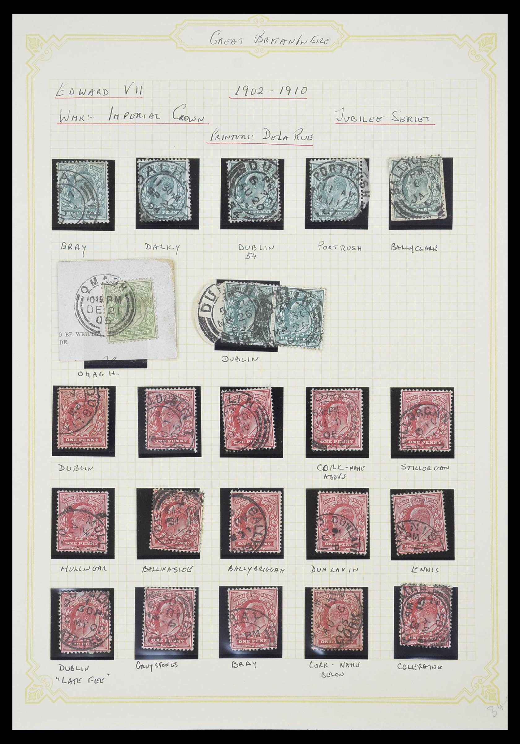33448 009 - Postzegelverzameling 33448 Engeland gebruikt in Ierland 1855-19110.