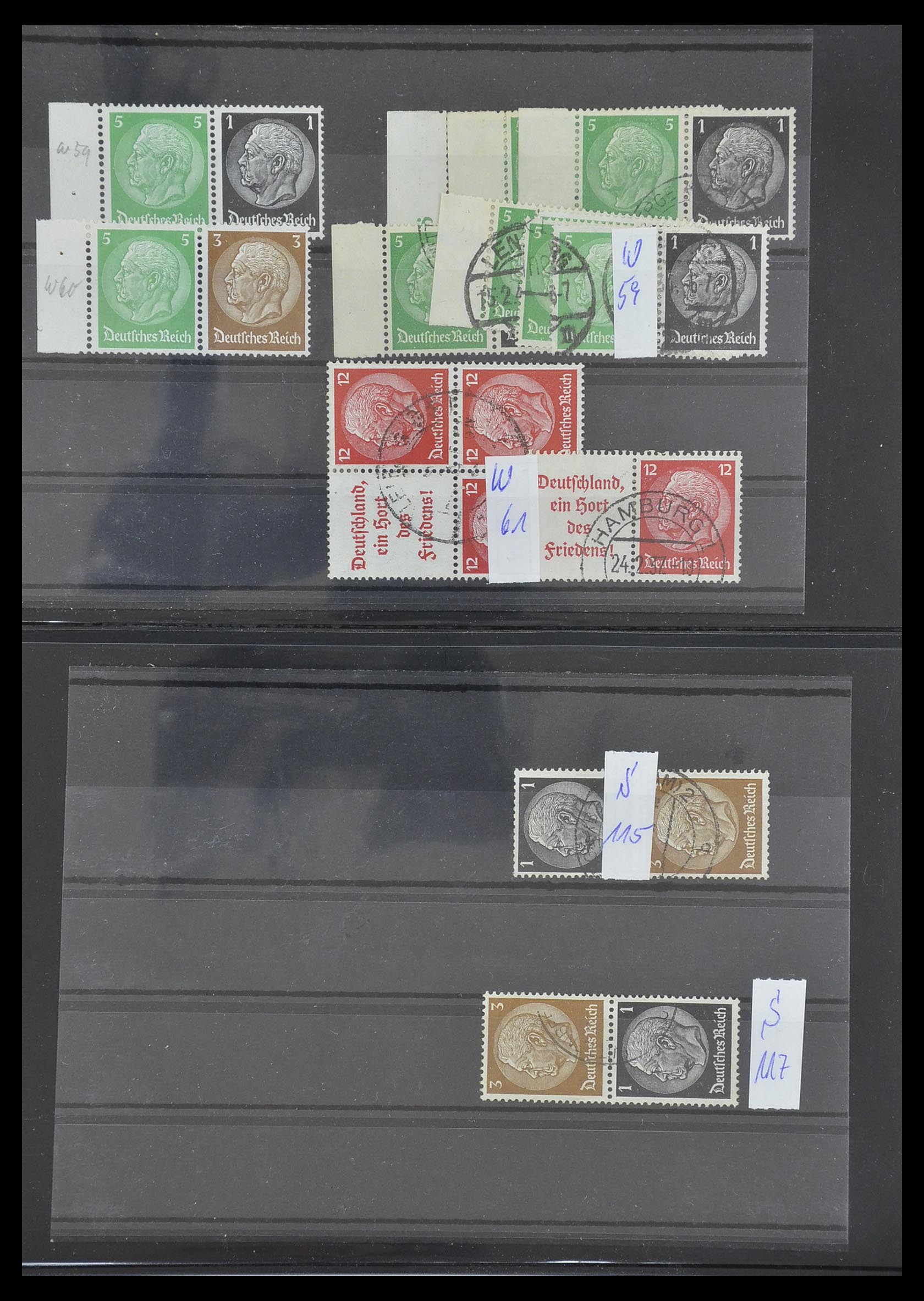 33454 010 - Postzegelverzameling 33454 Duitse rijk combinaties 1921-1941.