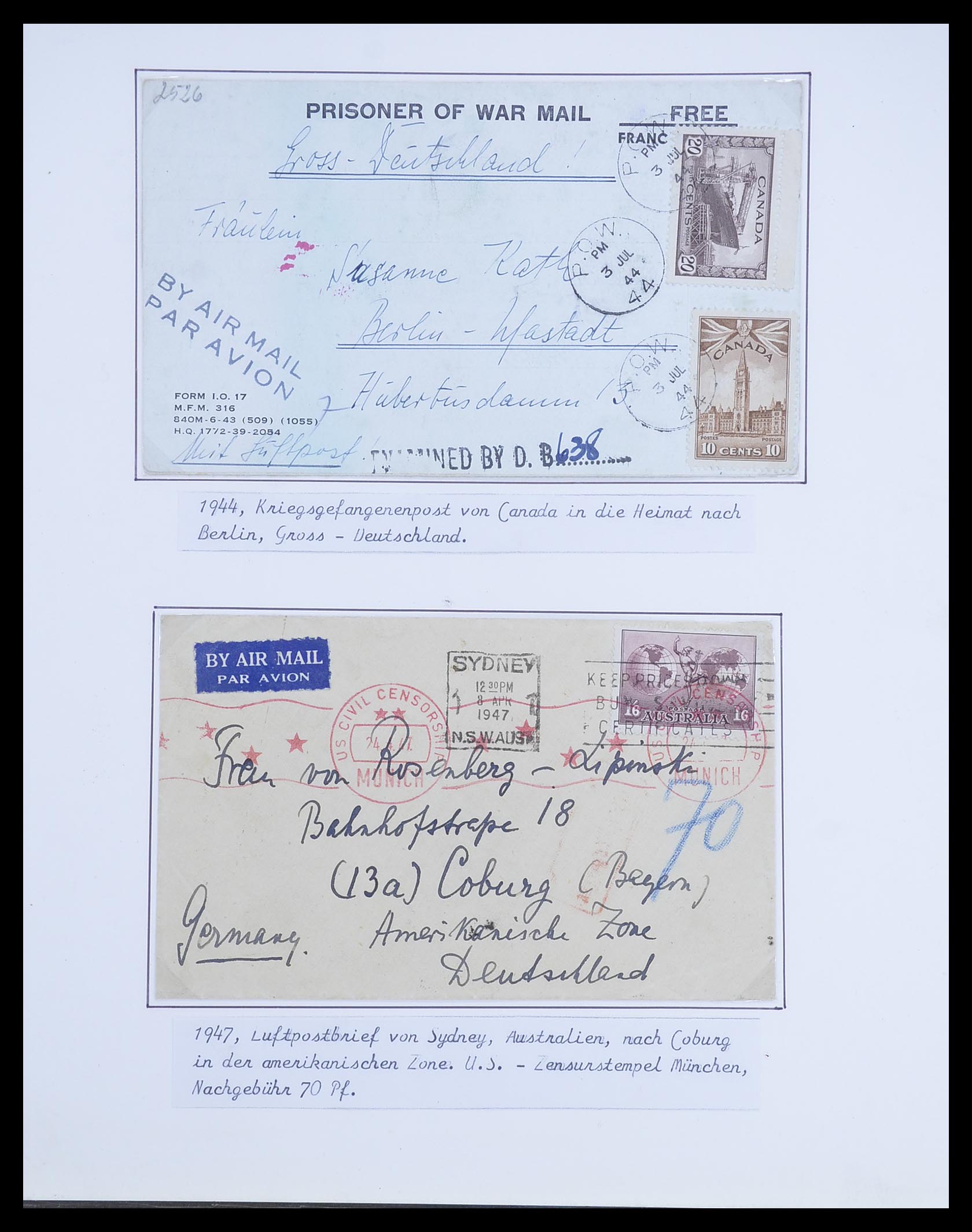 33458 004 - Postzegelverzameling 33458 Wereld brieven 1855-1948.