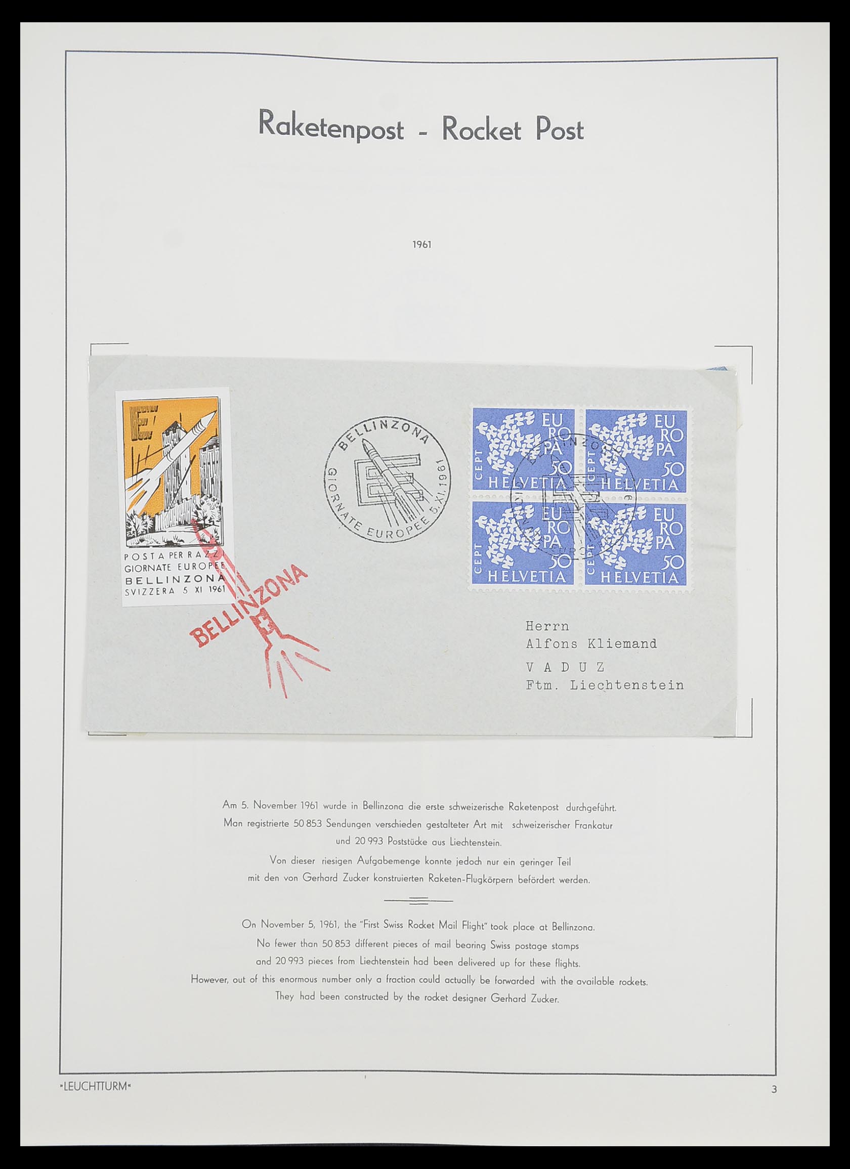 33463 003 - Postzegelverzameling 33463 Raketpost brieven.