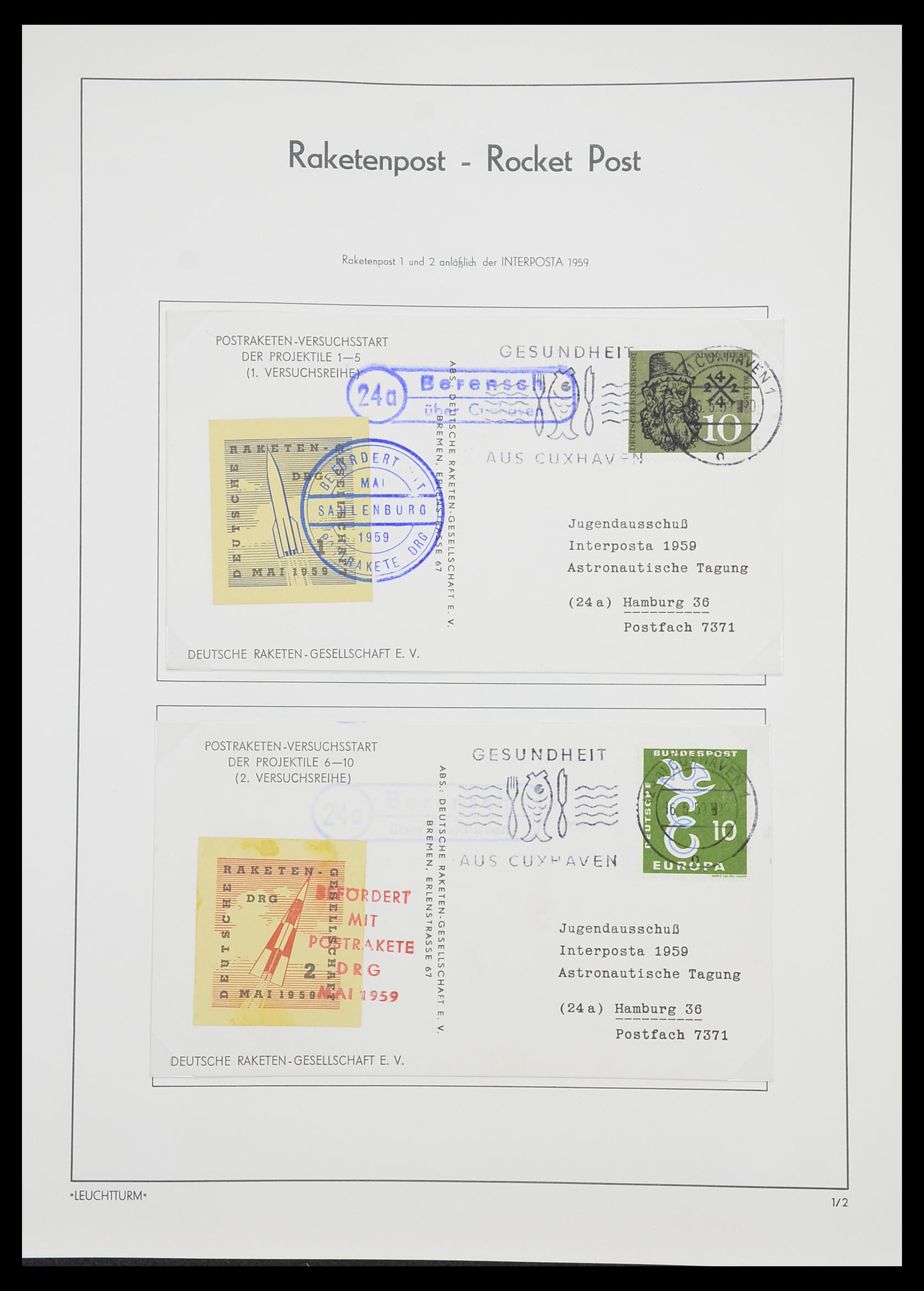 33463 008 - Postzegelverzameling 33463 Raketpost brieven.