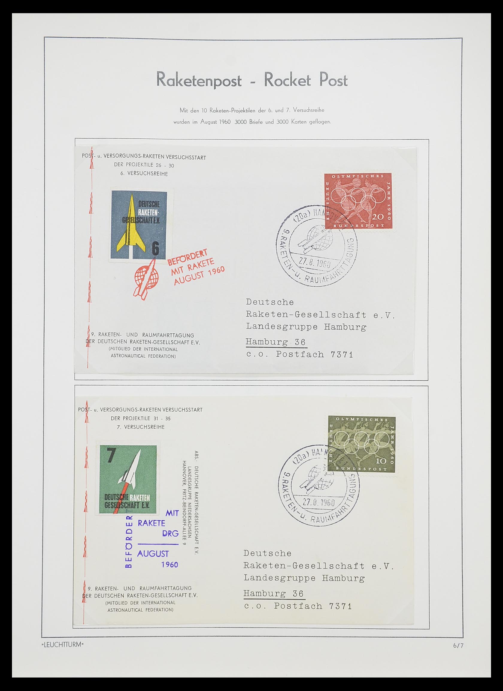 33463 014 - Postzegelverzameling 33463 Raketpost brieven.