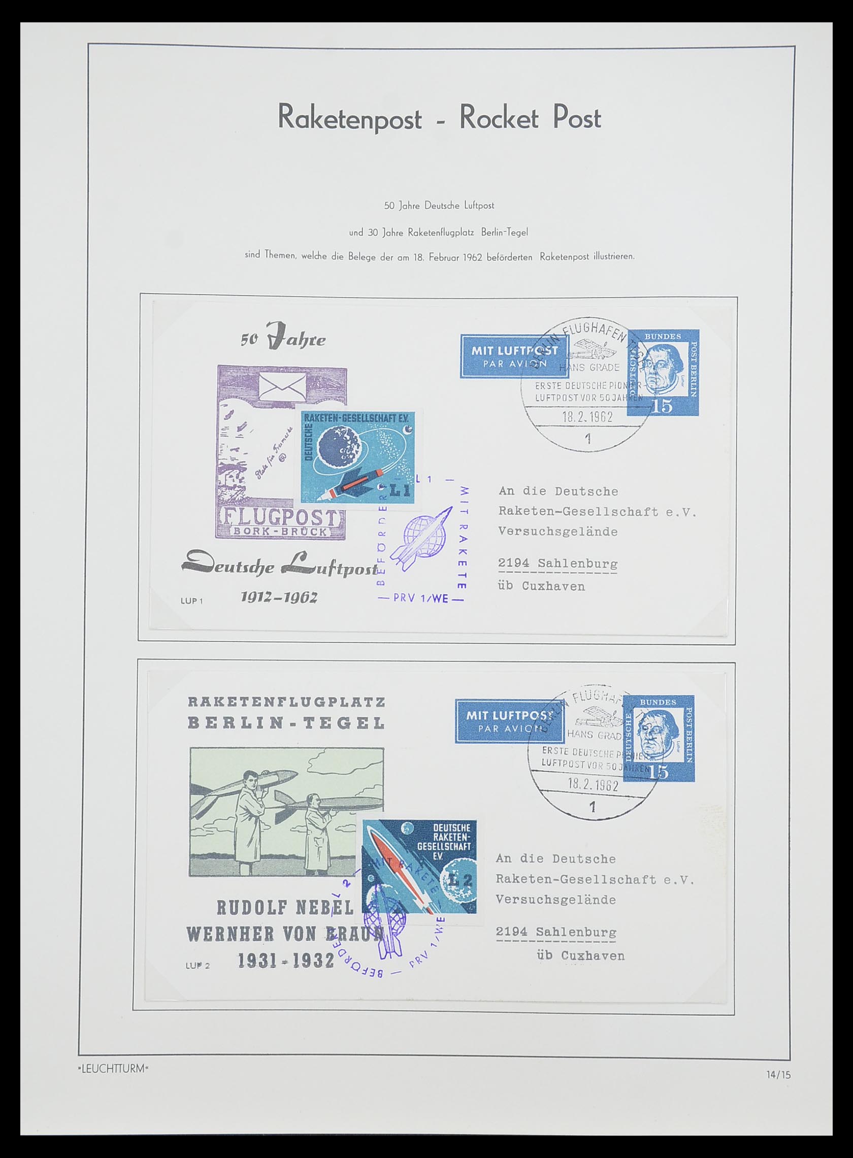 33463 026 - Postzegelverzameling 33463 Raketpost brieven.