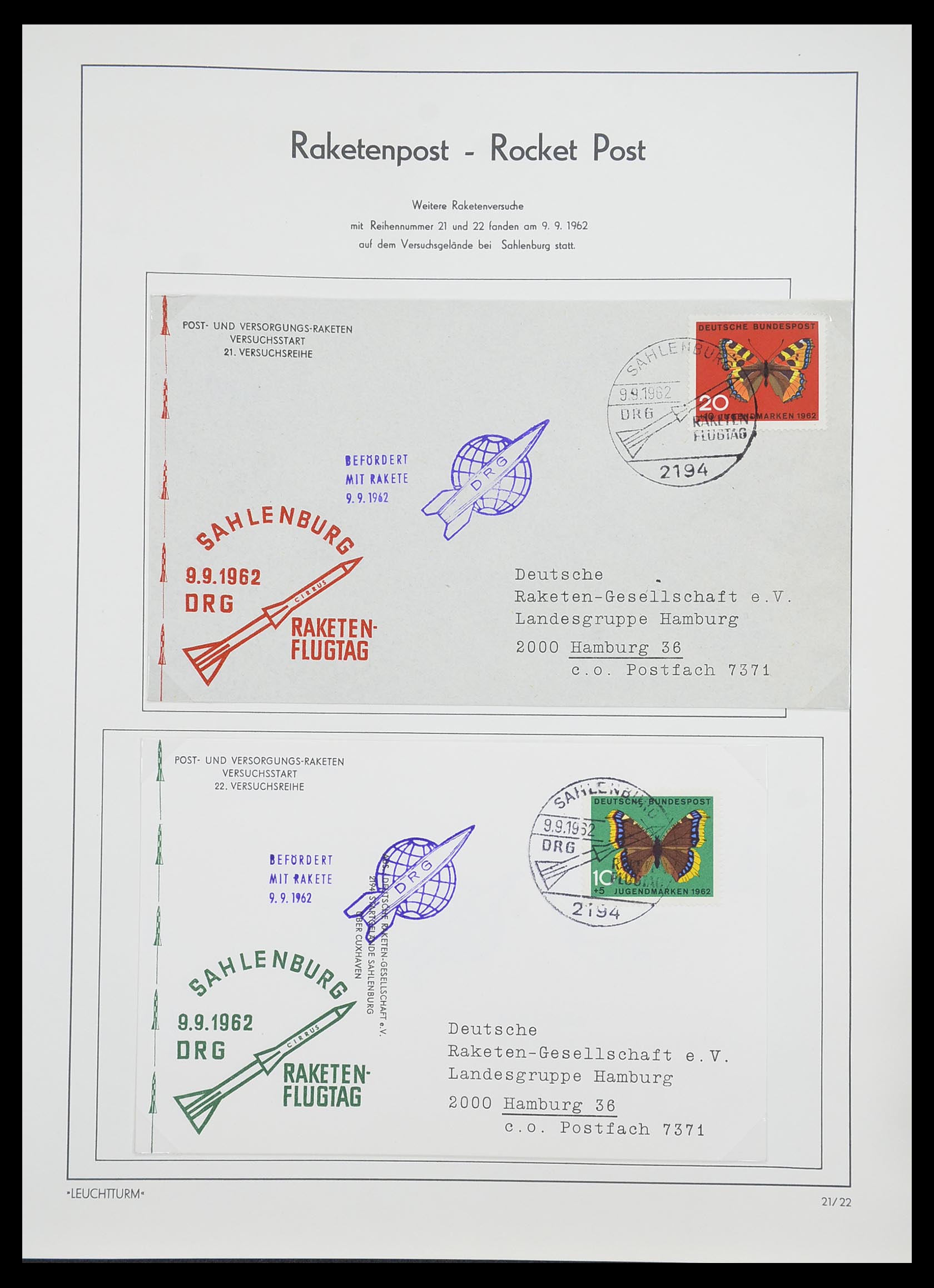 33463 032 - Postzegelverzameling 33463 Raketpost brieven.
