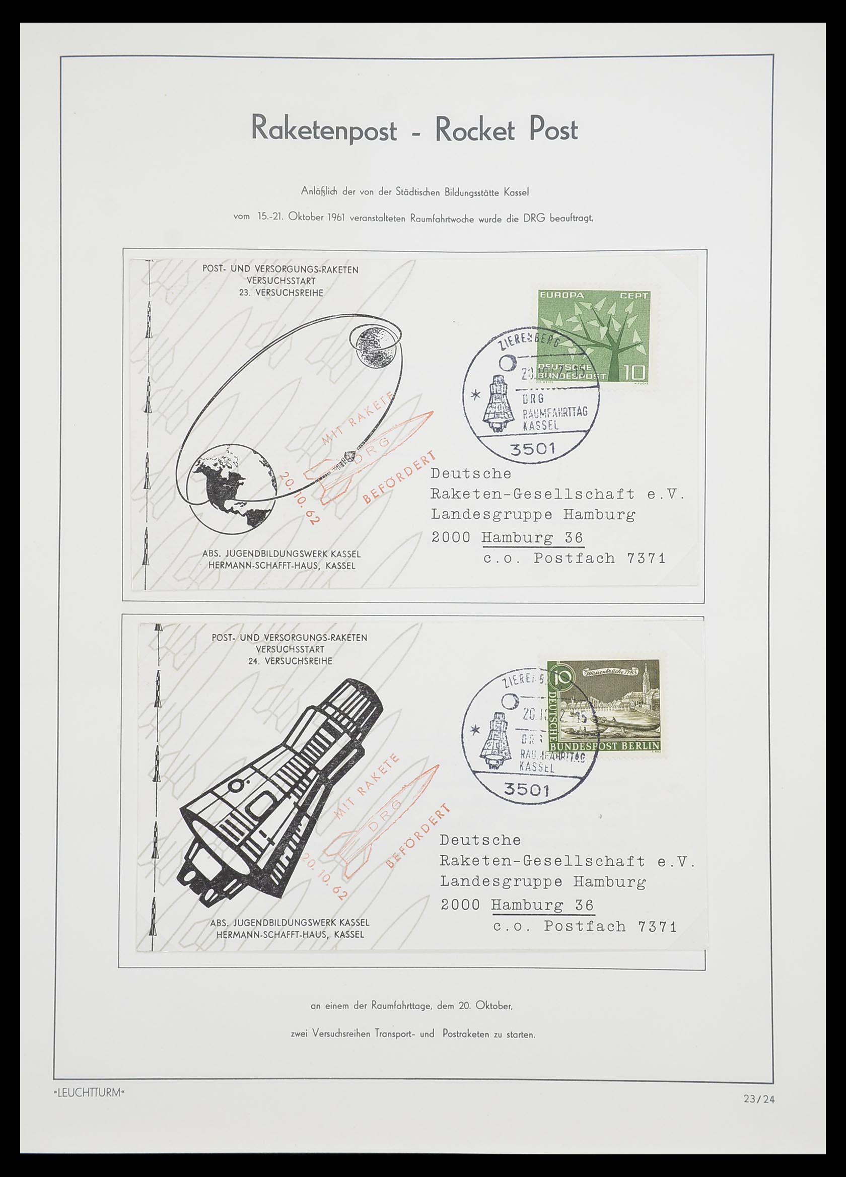 33463 033 - Postzegelverzameling 33463 Raketpost brieven.